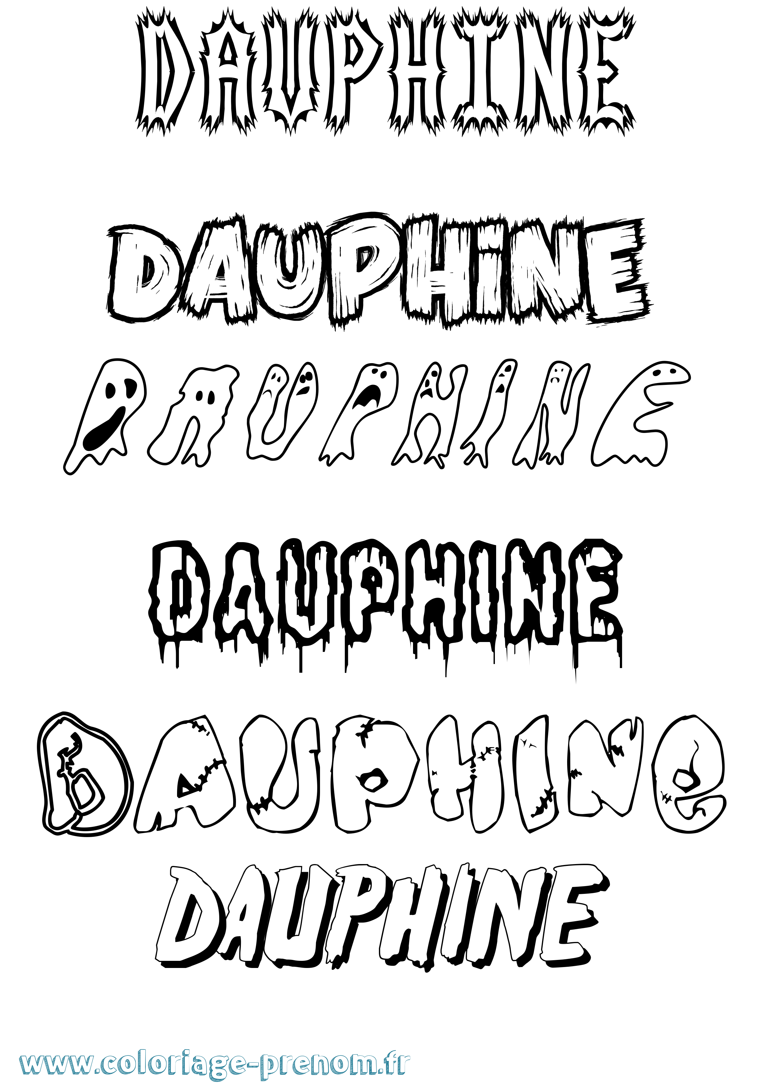 Coloriage Dauphine Frisson Coloriage prénom Dauphine Frisson