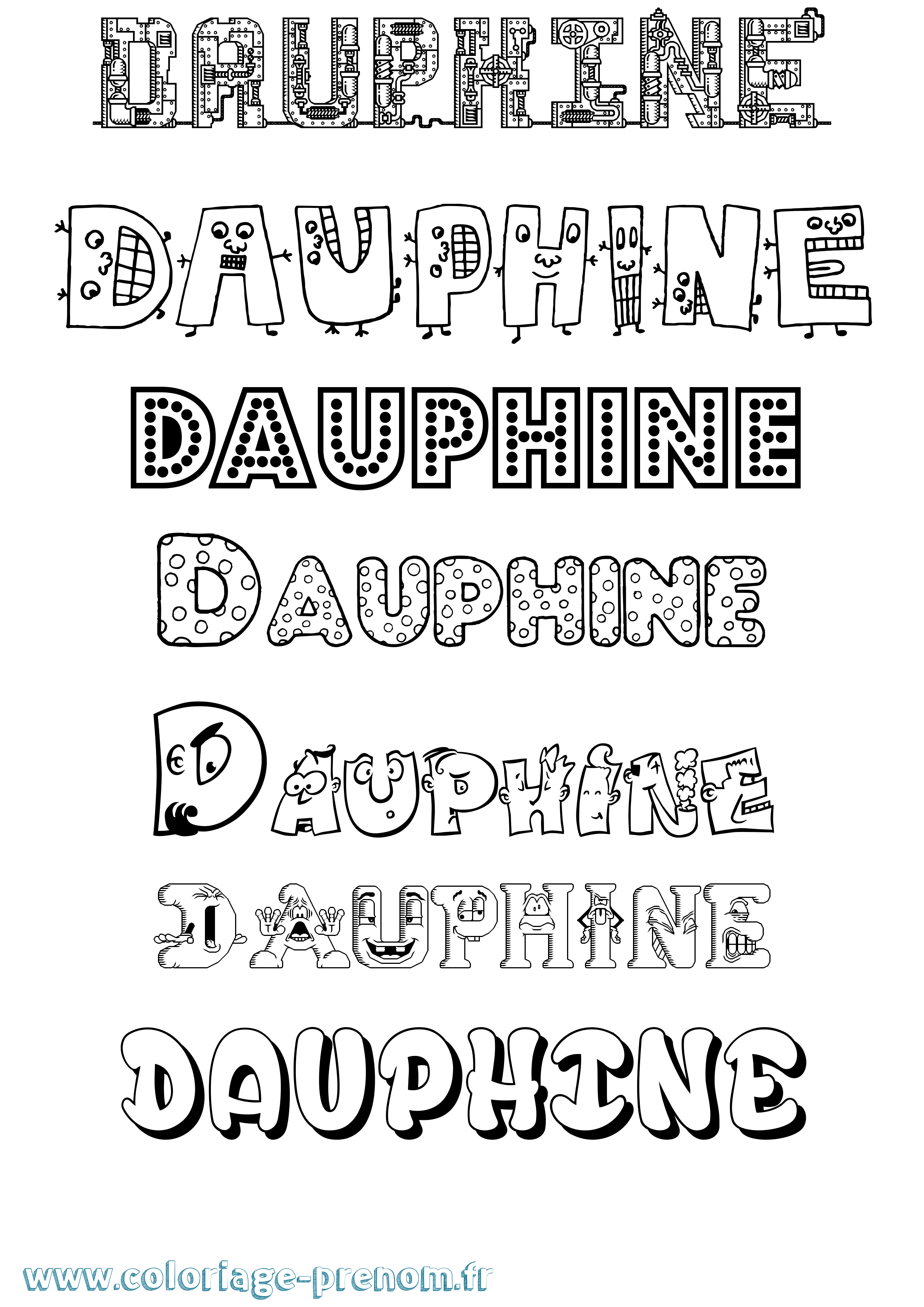 Coloriage Dauphine Fun Coloriage prénom Dauphine Fun