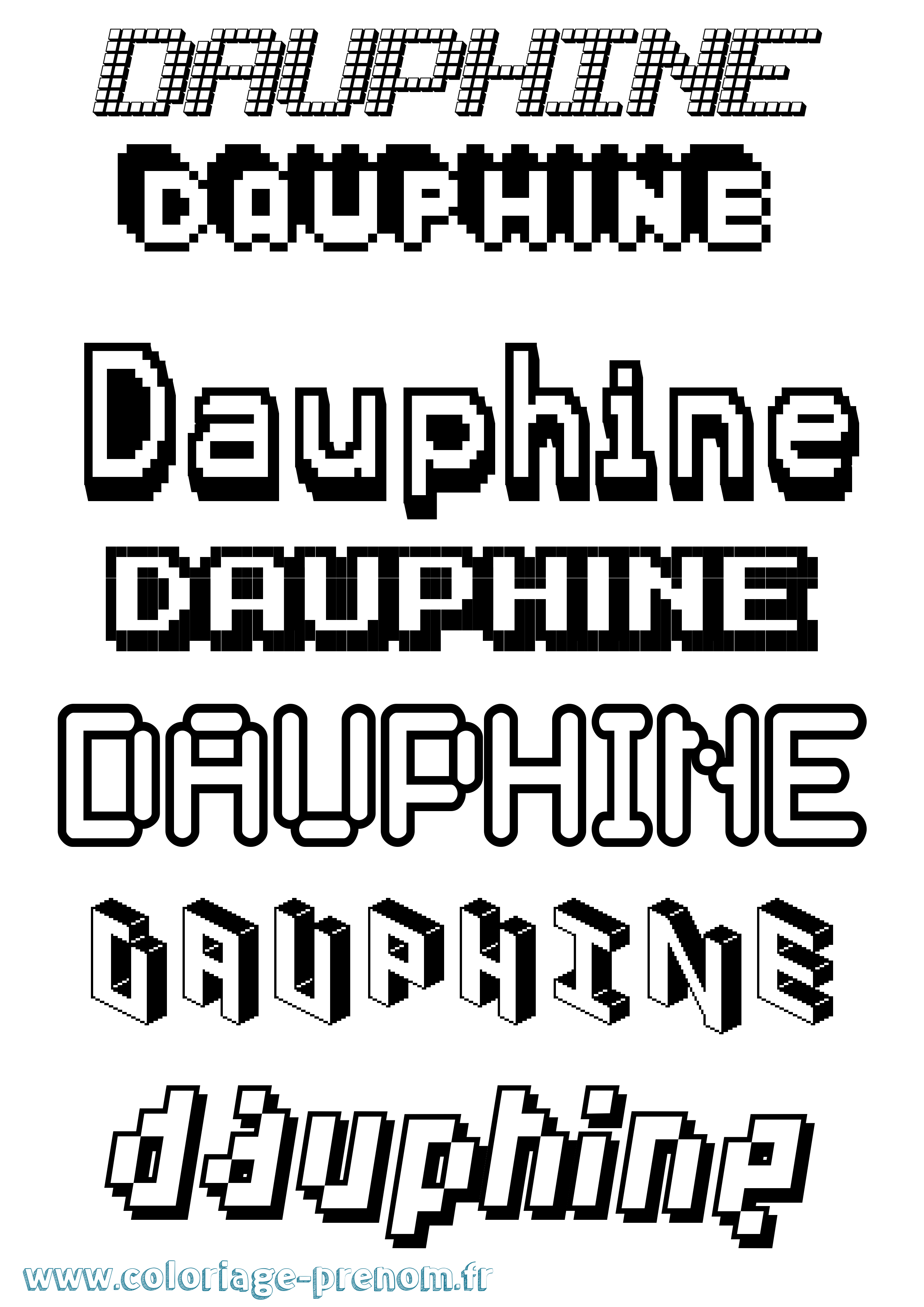 Coloriage Dauphine Pixel Coloriage prénom Dauphine Pixel