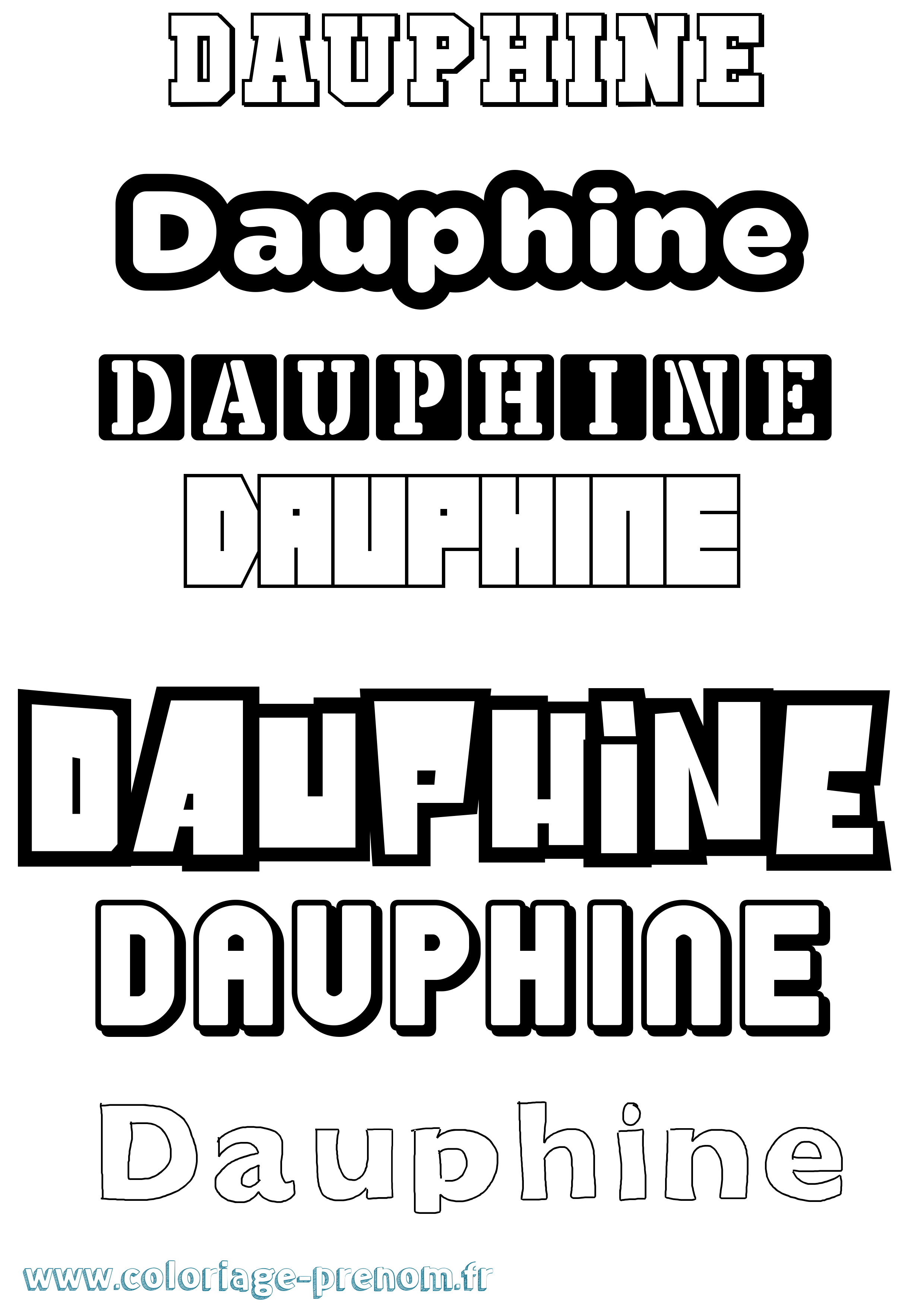 Coloriage Dauphine Simple Coloriage prénom Dauphine Simple