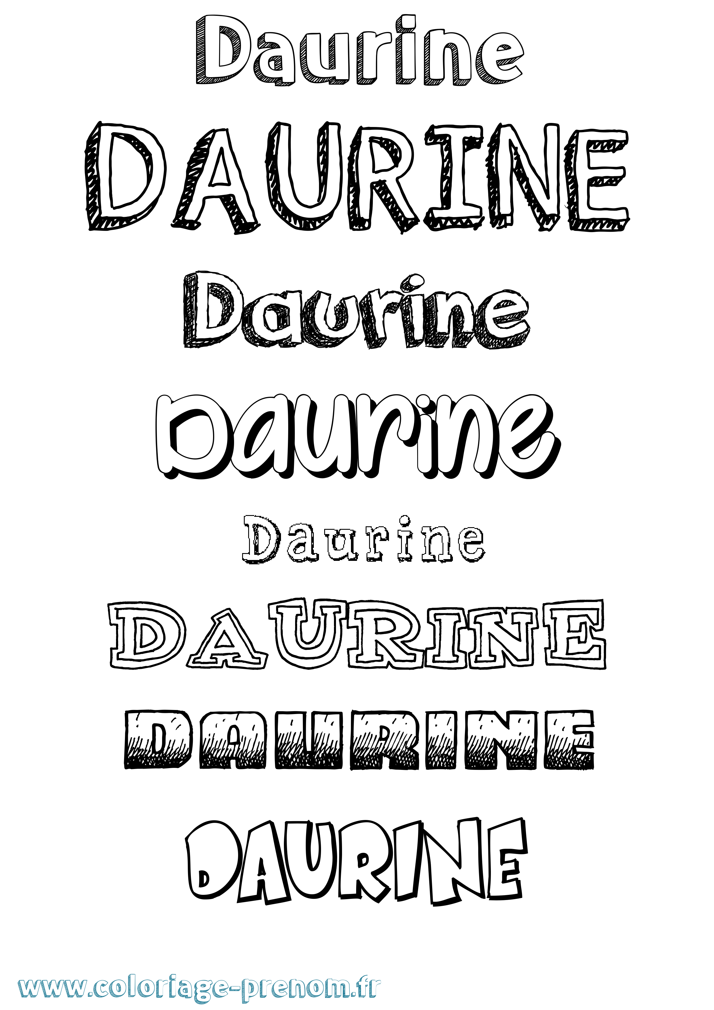 Coloriage Daurine Dessiné Coloriage prénom Daurine Dessiné