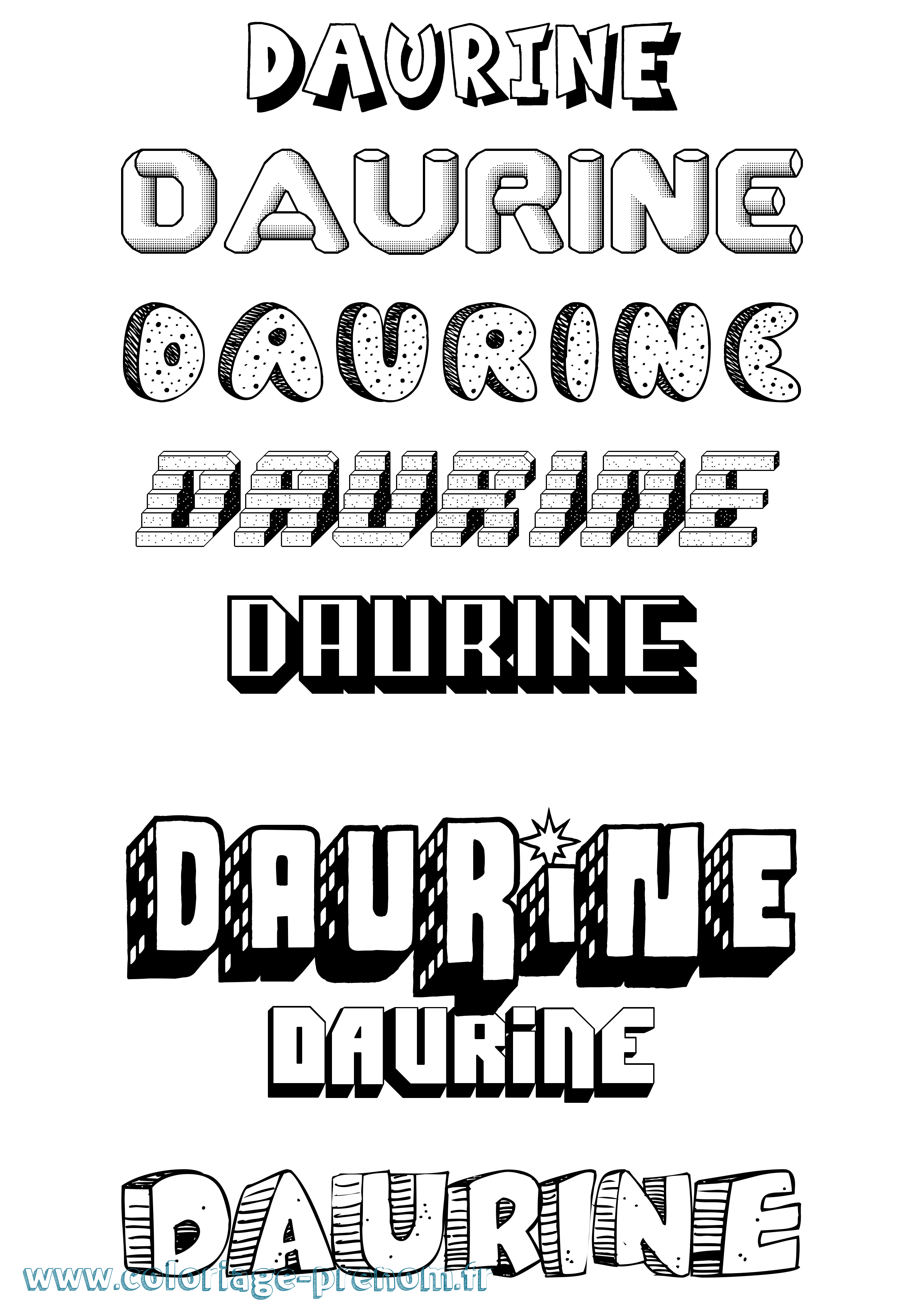 Coloriage Daurine Effet 3D Coloriage prénom Daurine Effet 3D