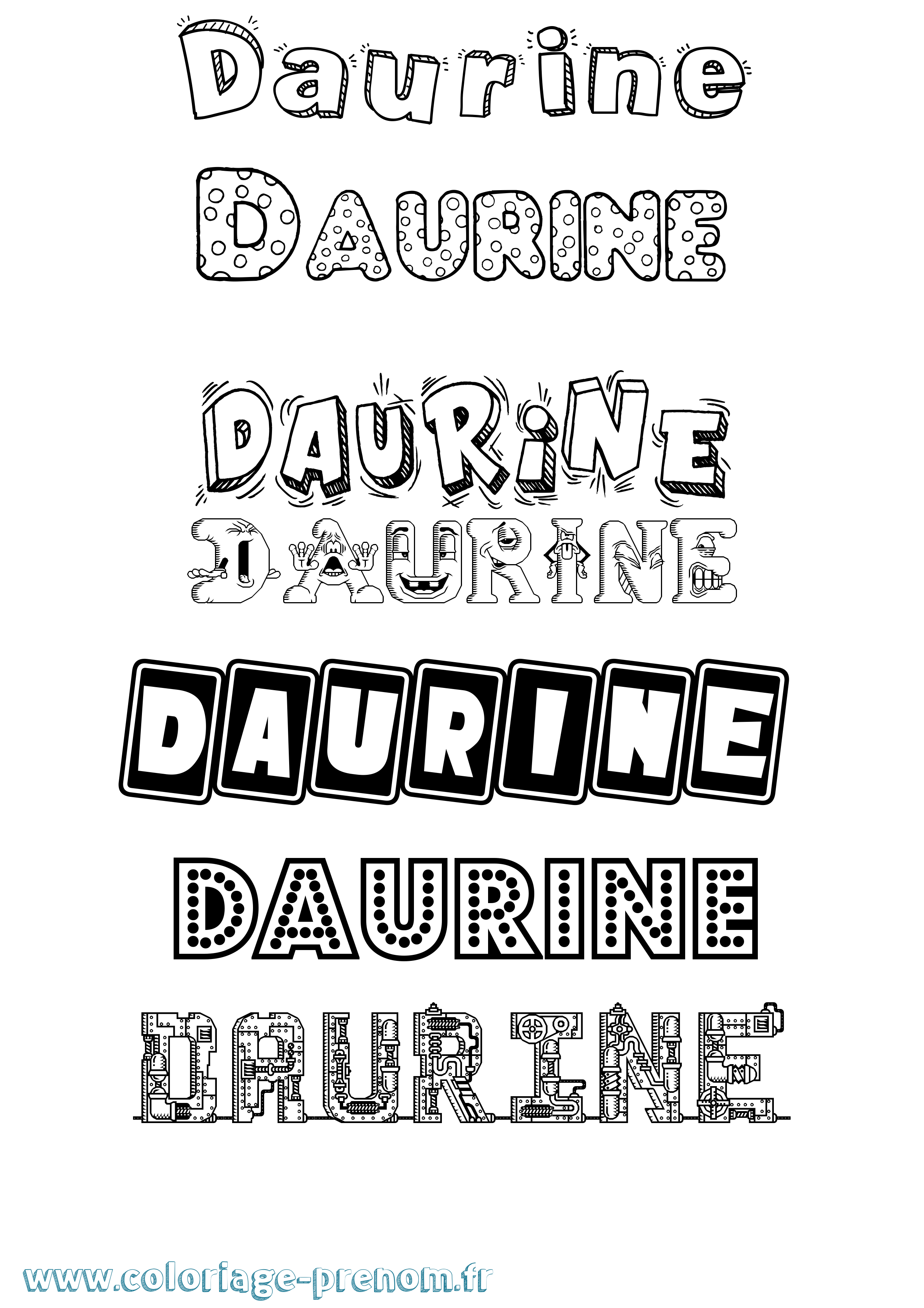 Coloriage Daurine Fun Coloriage prénom Daurine Fun