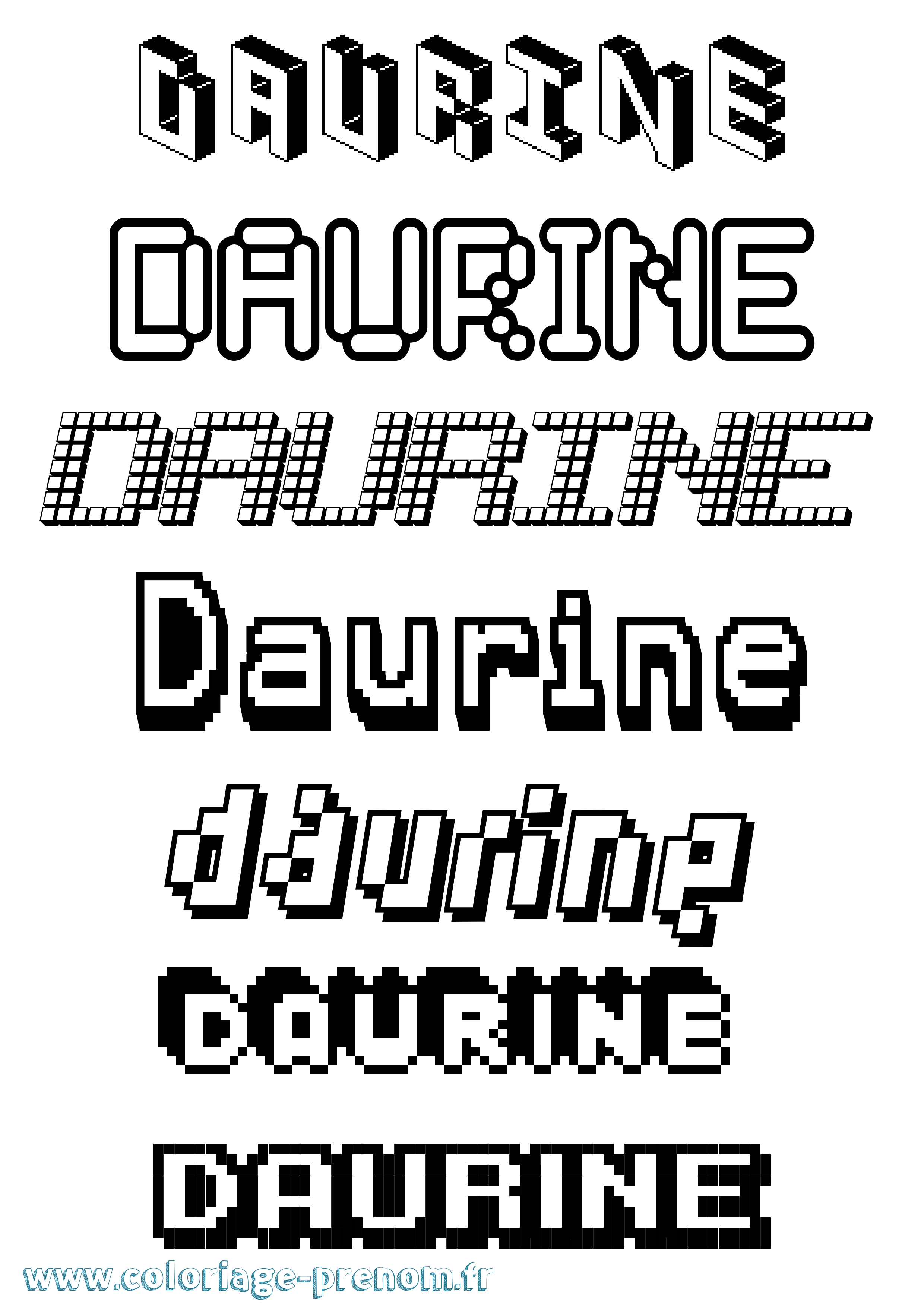Coloriage Daurine Pixel Coloriage prénom Daurine Pixel
