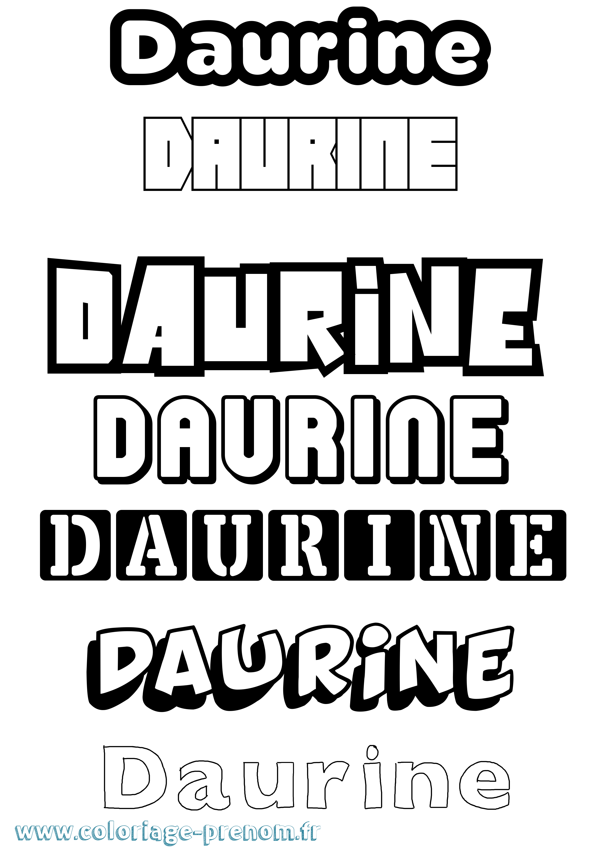 Coloriage Daurine Simple Coloriage prénom Daurine Simple
