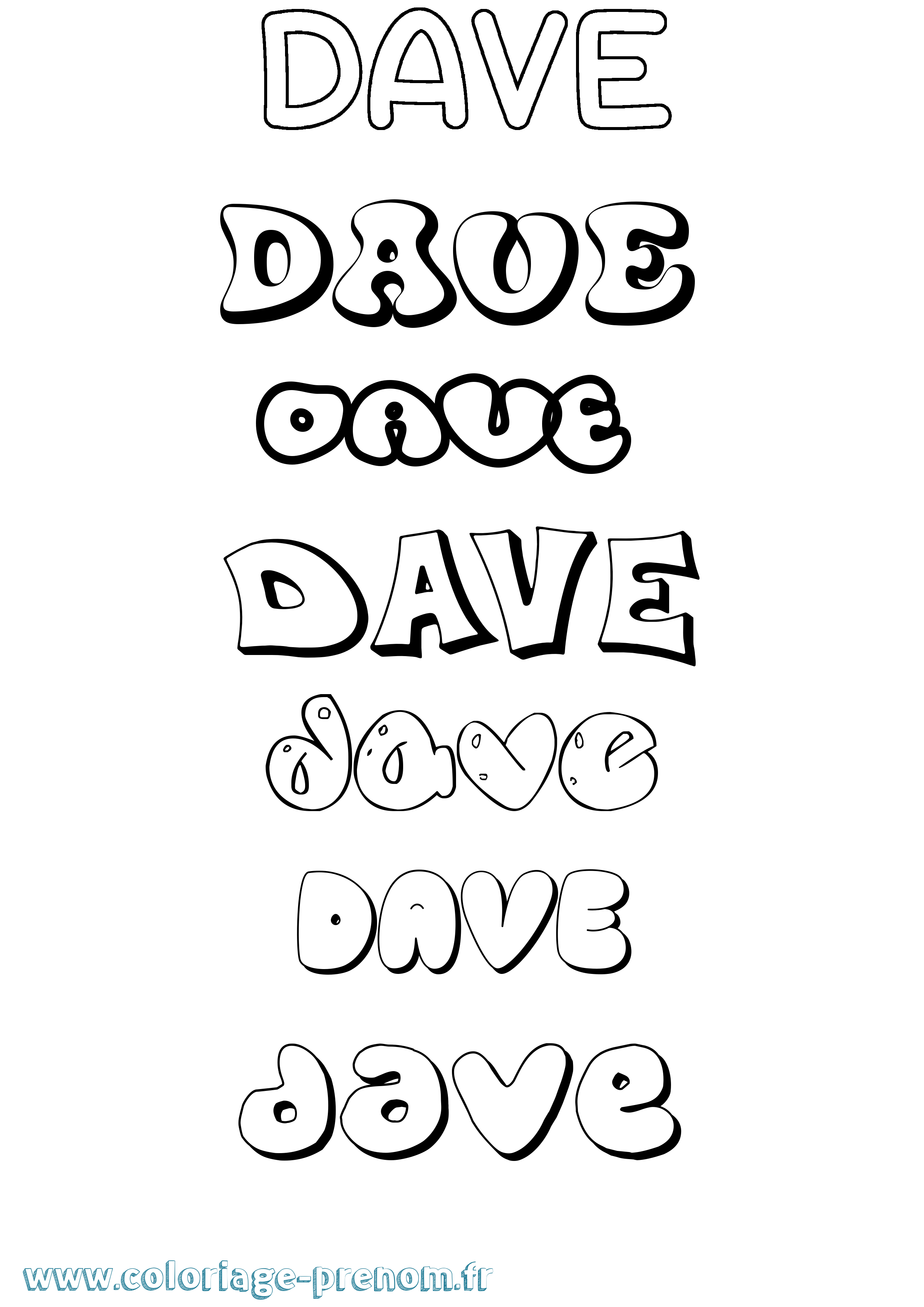 Coloriage Dave Bubble Coloriage prénom Dave Bubble