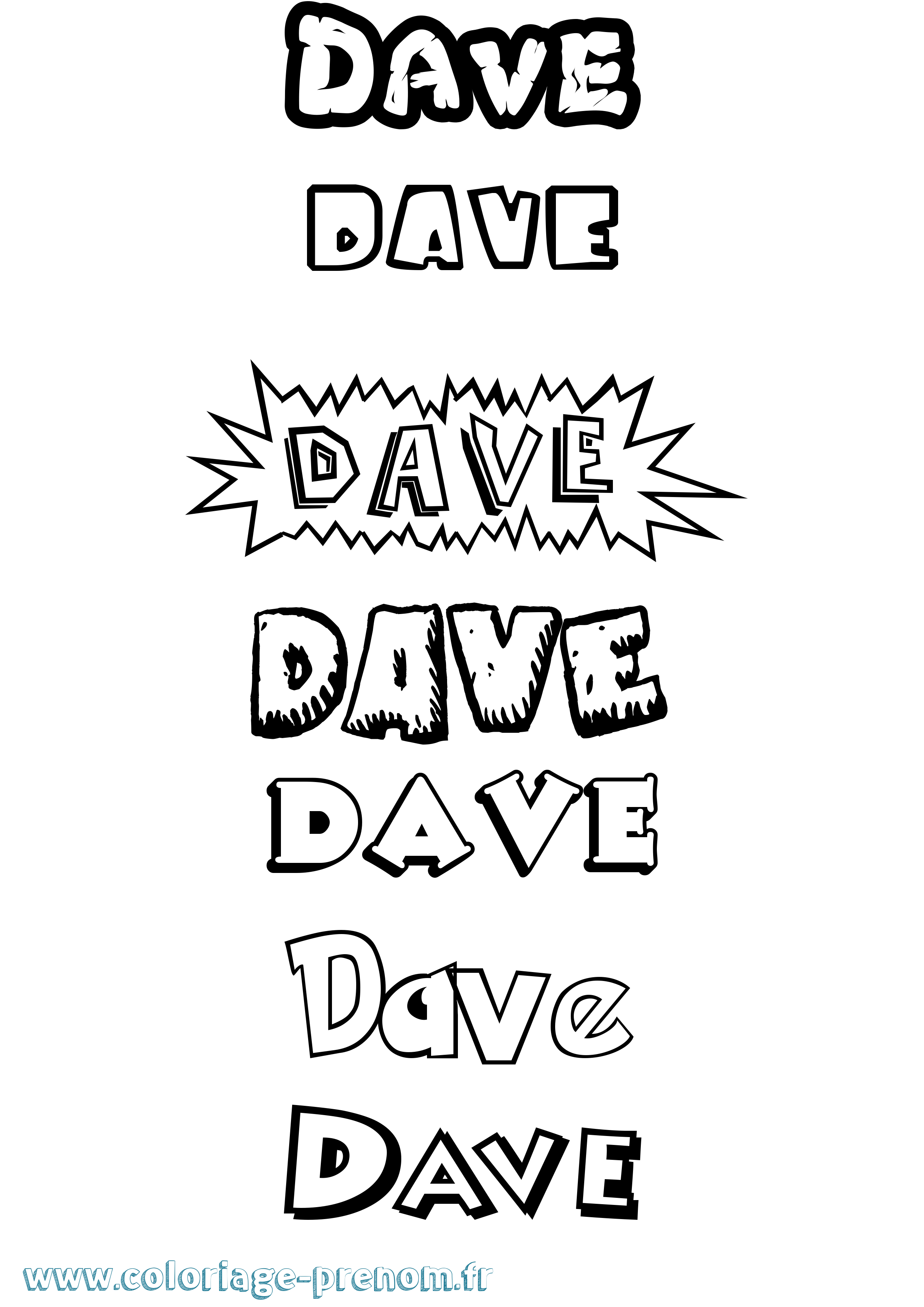 Coloriage Dave Dessin Animé Coloriage prénom Dave Dessin Animé