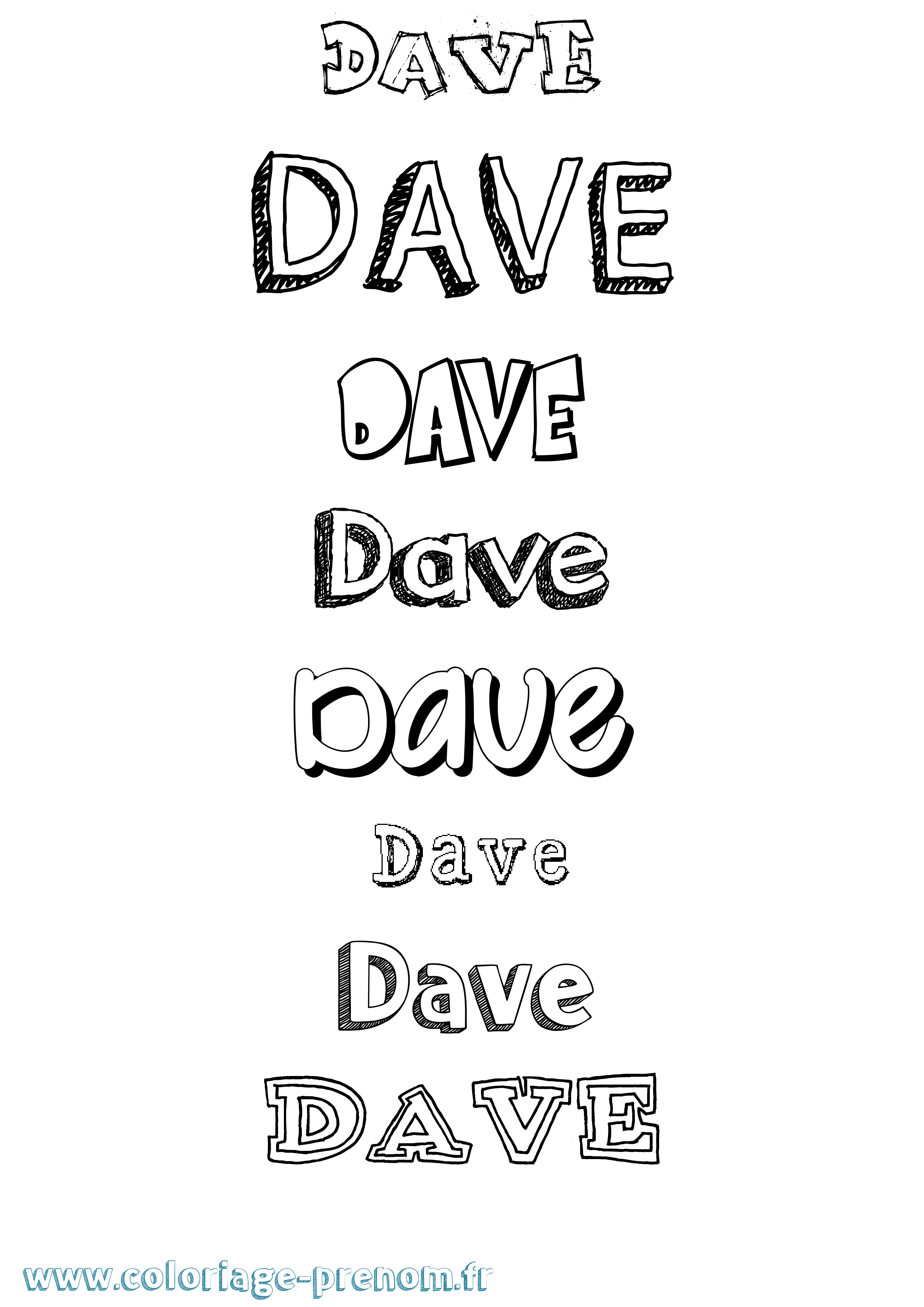 Coloriage Dave Dessiné Coloriage prénom Dave Dessiné