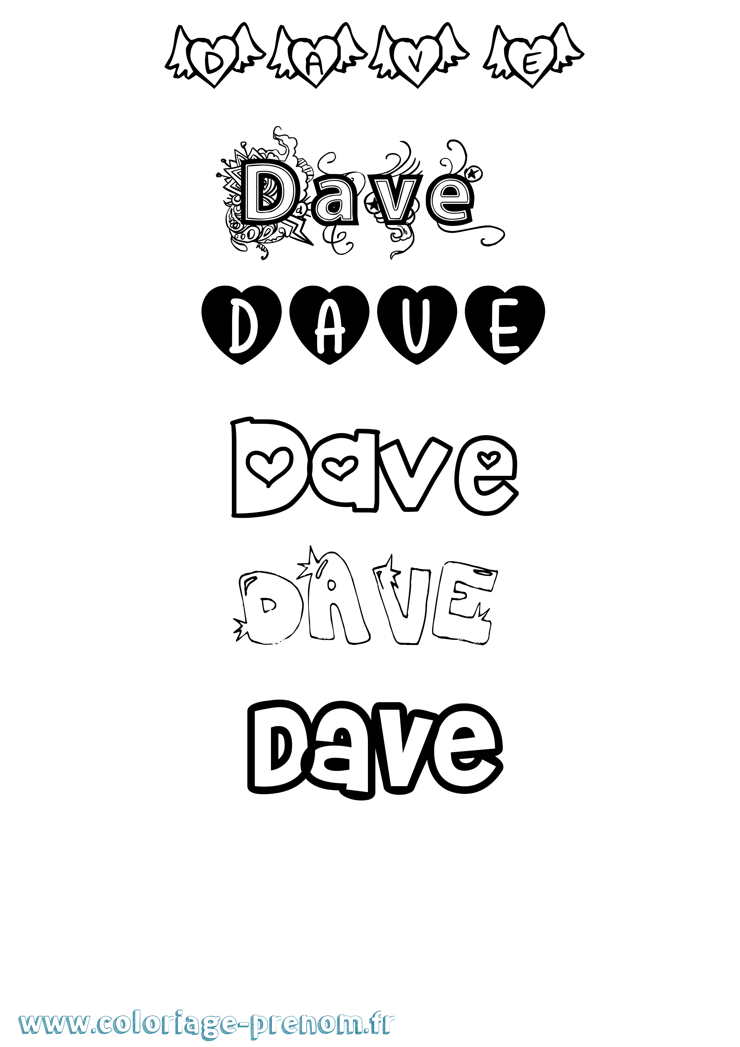 Coloriage Dave Girly Coloriage prénom Dave Girly