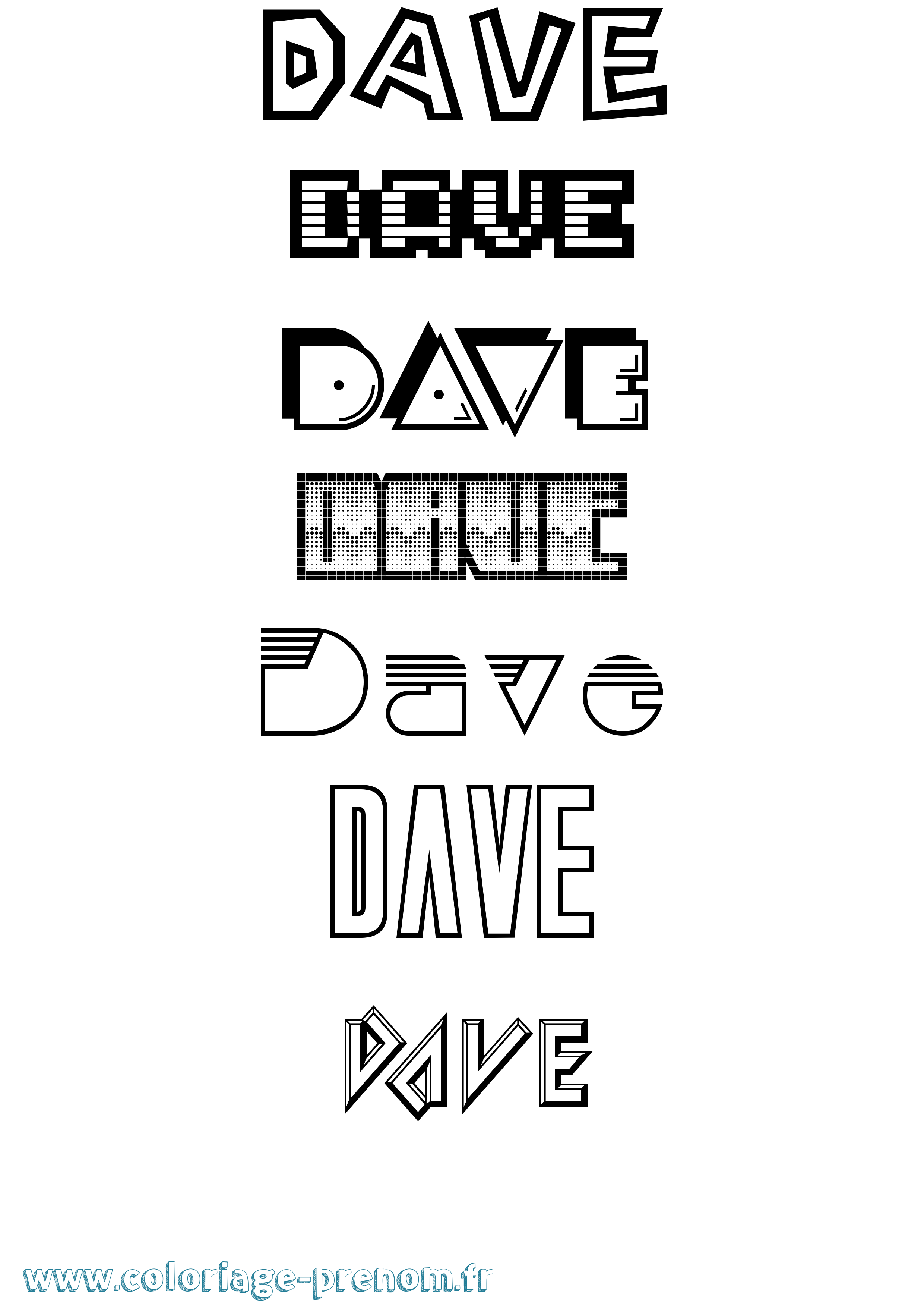 Coloriage Dave Jeux Vidéos Coloriage prénom Dave Jeux Vidéos