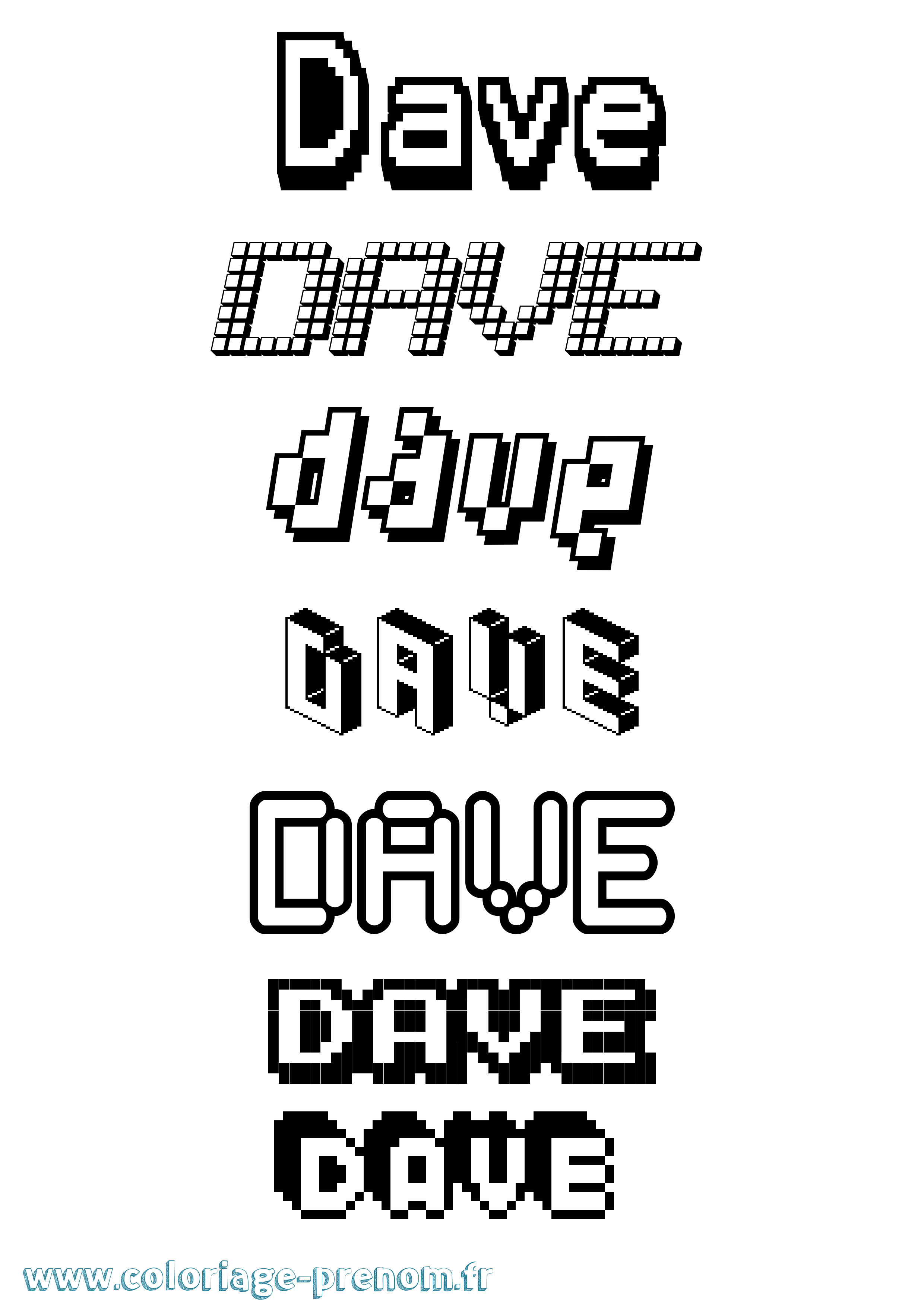 Coloriage Dave Pixel Coloriage prénom Dave Pixel