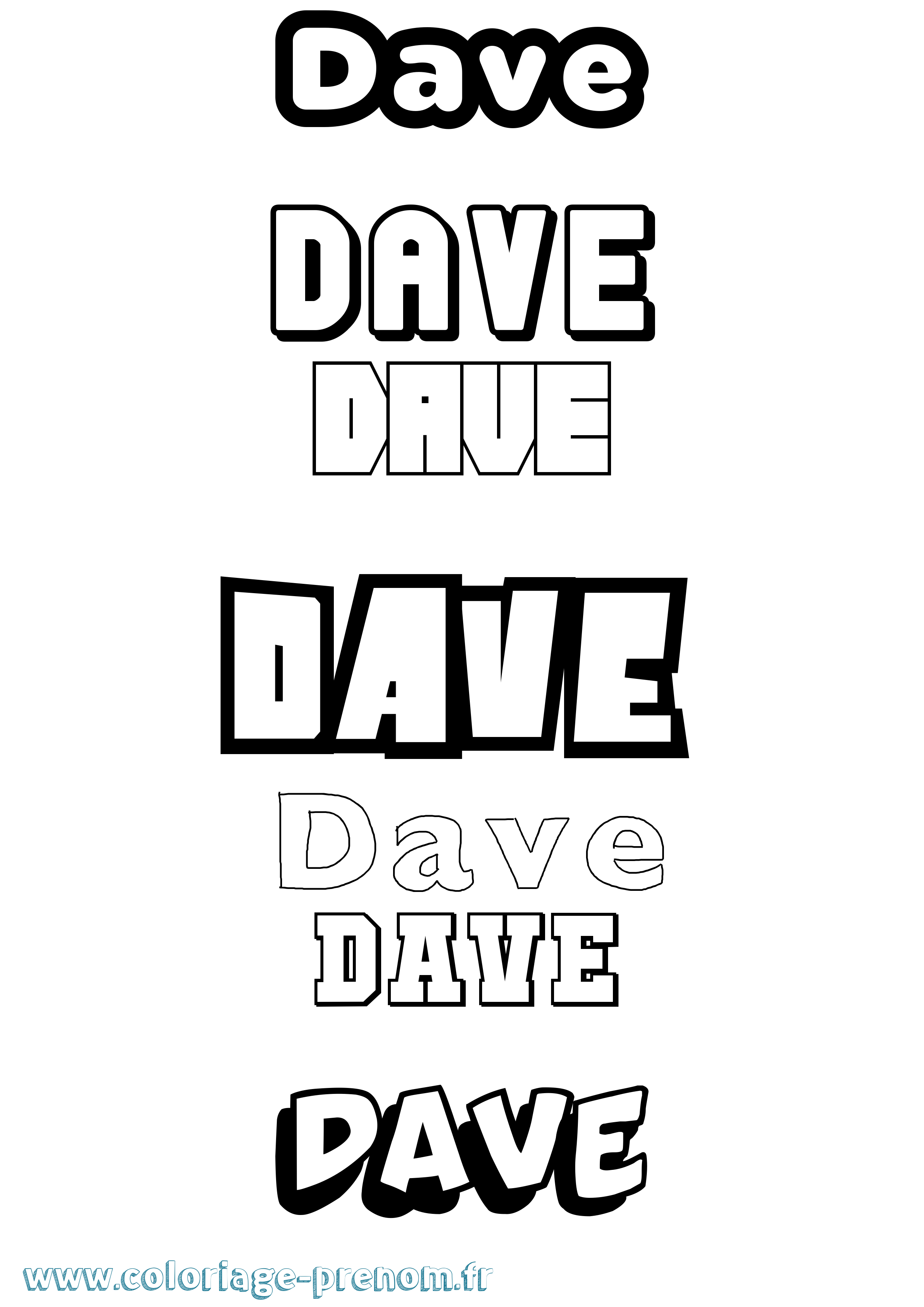 Coloriage Dave Simple Coloriage prénom Dave Simple