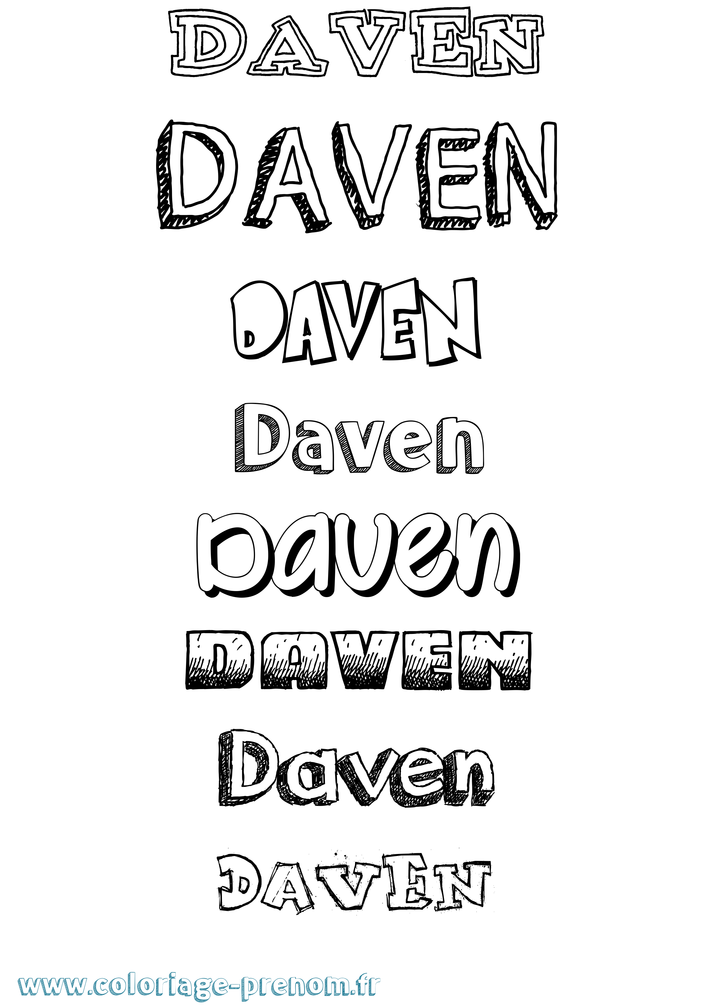 Coloriage Daven Dessiné Coloriage prénom Daven Dessiné