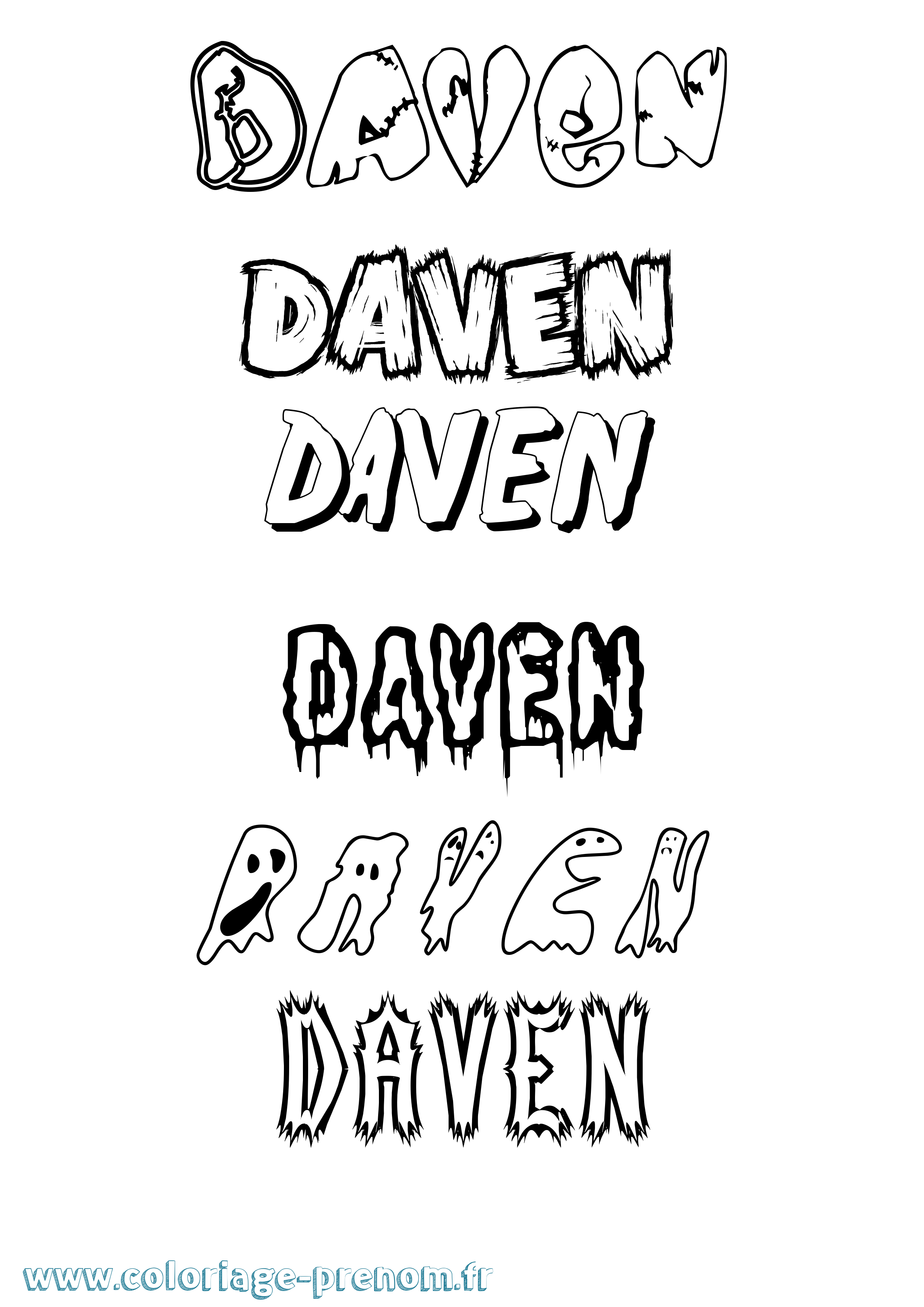 Coloriage Daven Frisson Coloriage prénom Daven Frisson