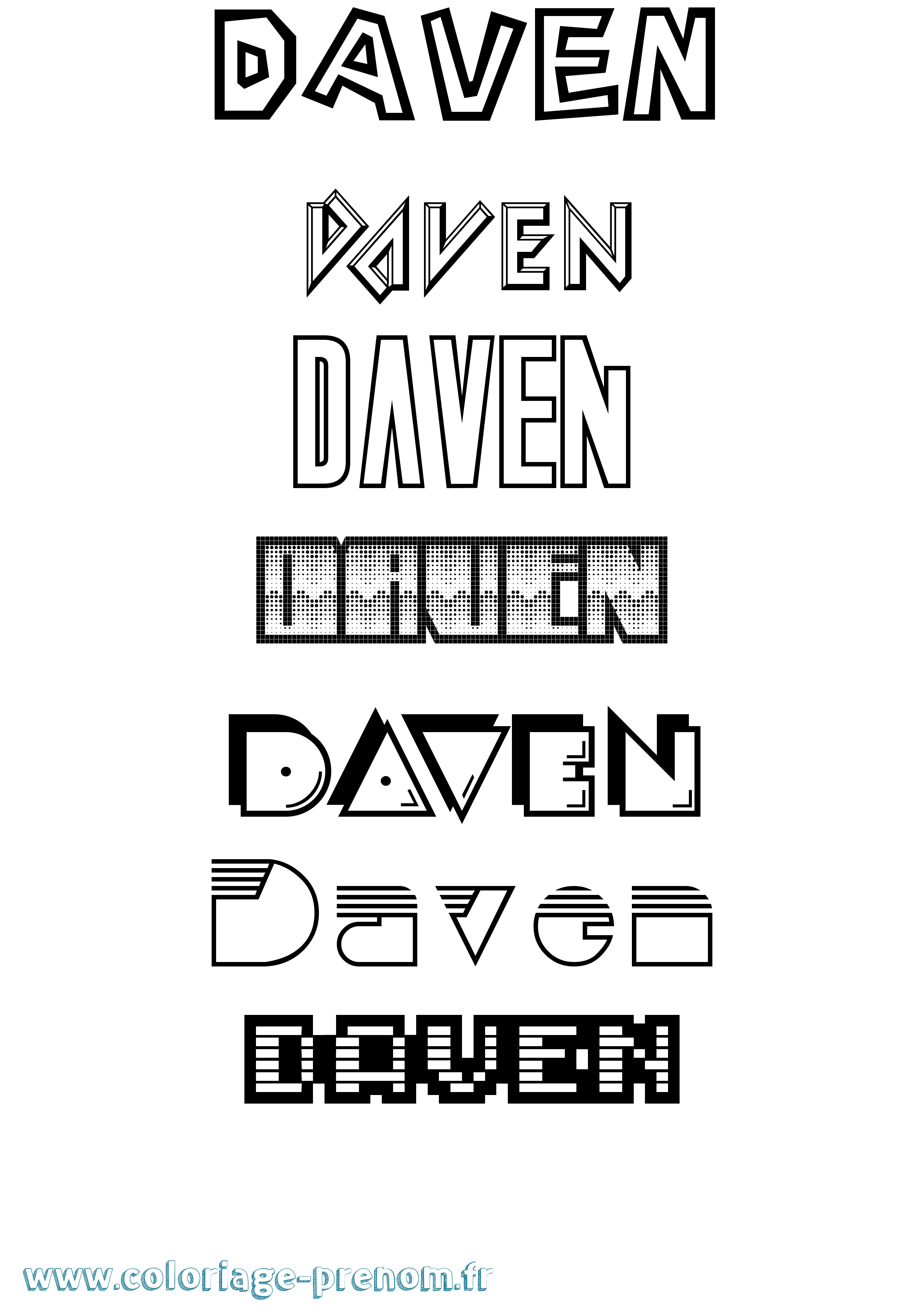 Coloriage Daven Jeux Vidéos Coloriage prénom Daven Jeux Vidéos