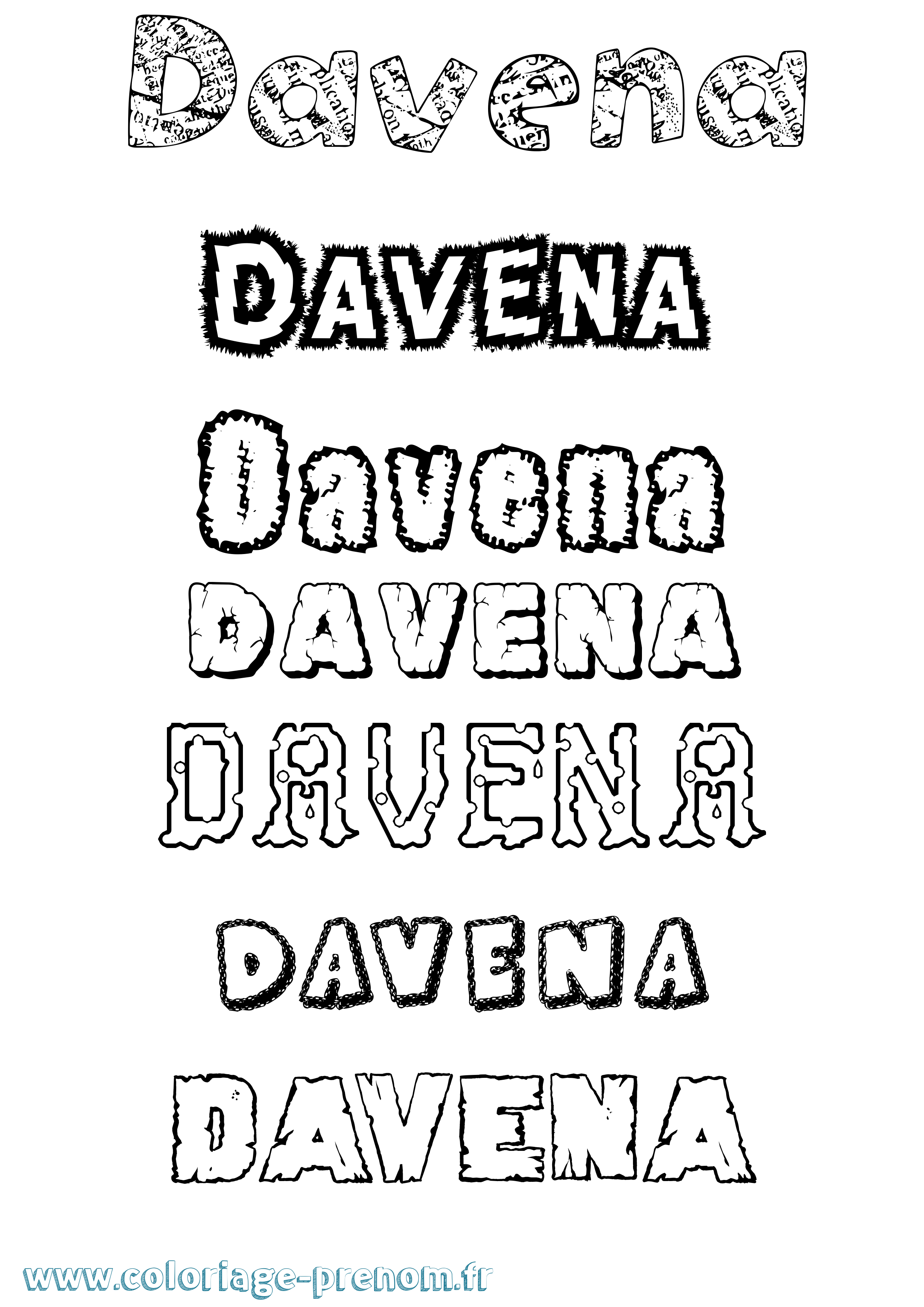 Coloriage Davena Destructuré Coloriage prénom Davena Destructuré