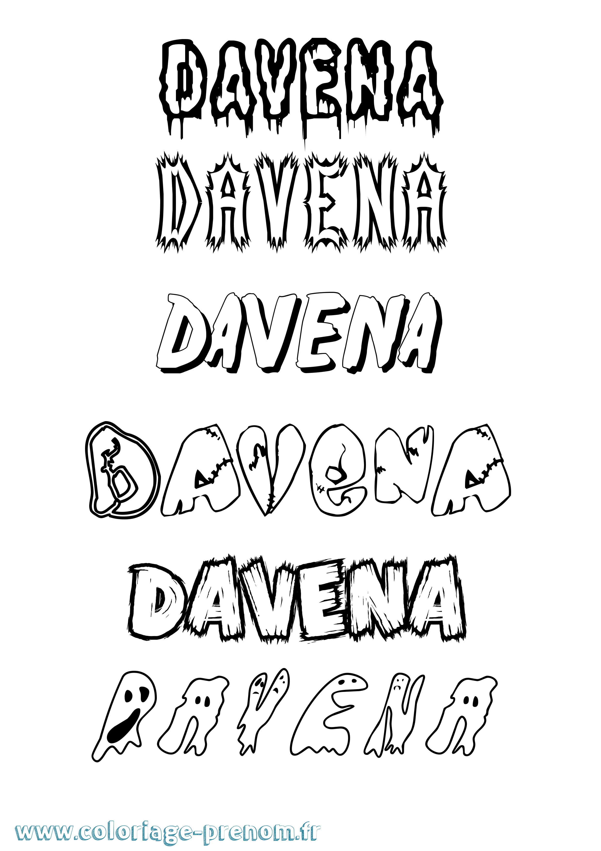 Coloriage Davena Frisson Coloriage prénom Davena Frisson