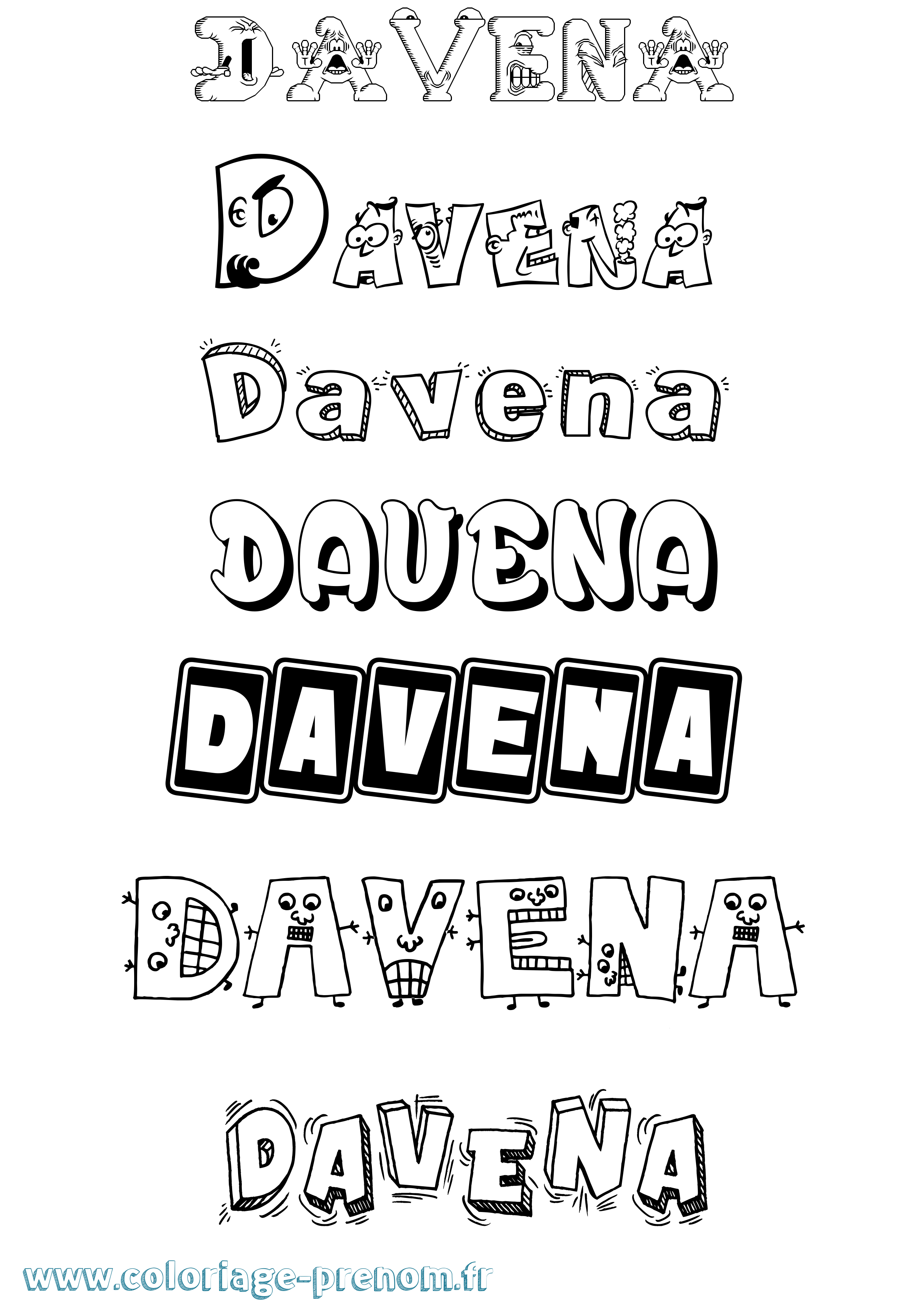Coloriage Davena Fun Coloriage prénom Davena Fun
