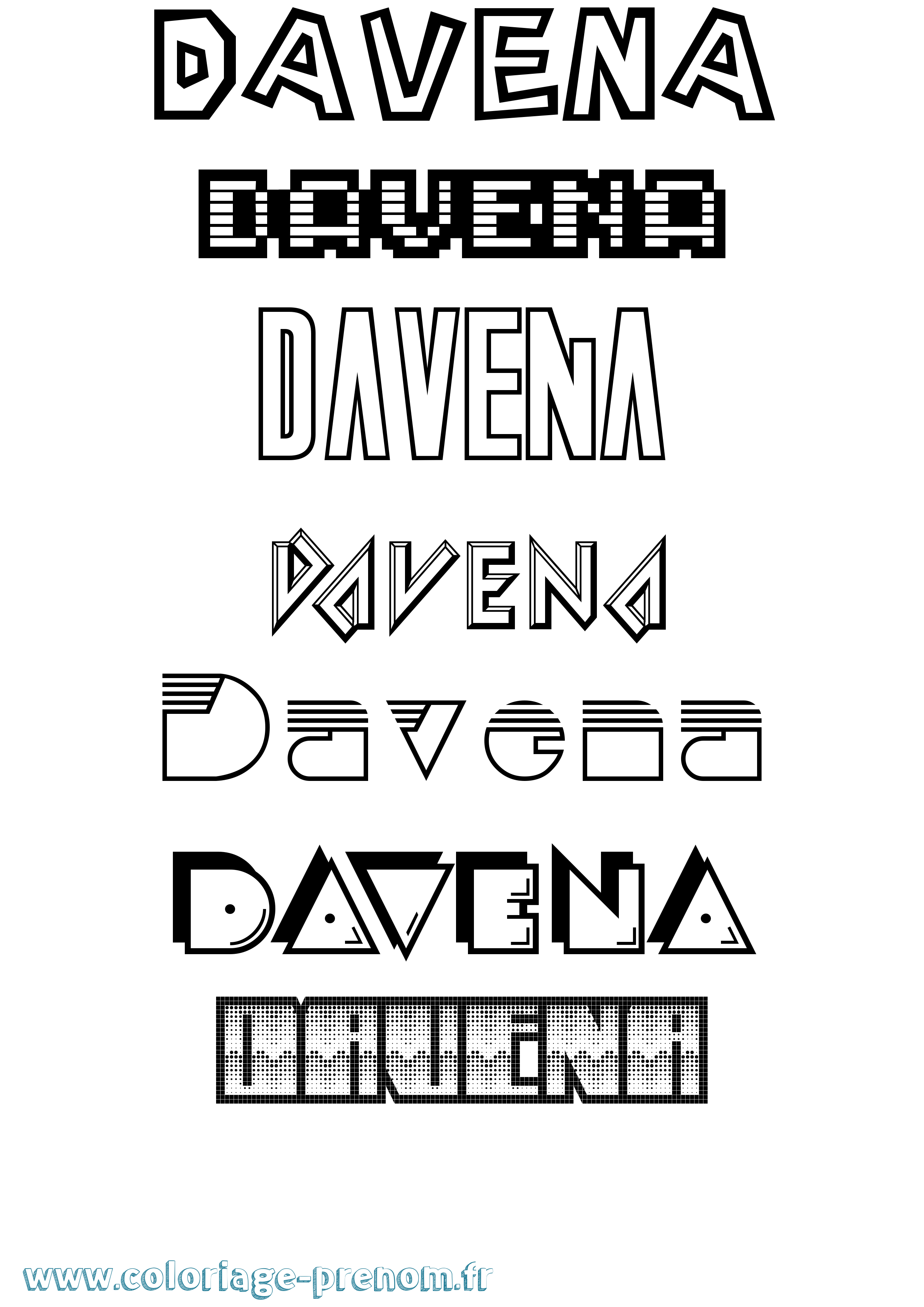 Coloriage Davena Jeux Vidéos Coloriage prénom Davena Jeux Vidéos