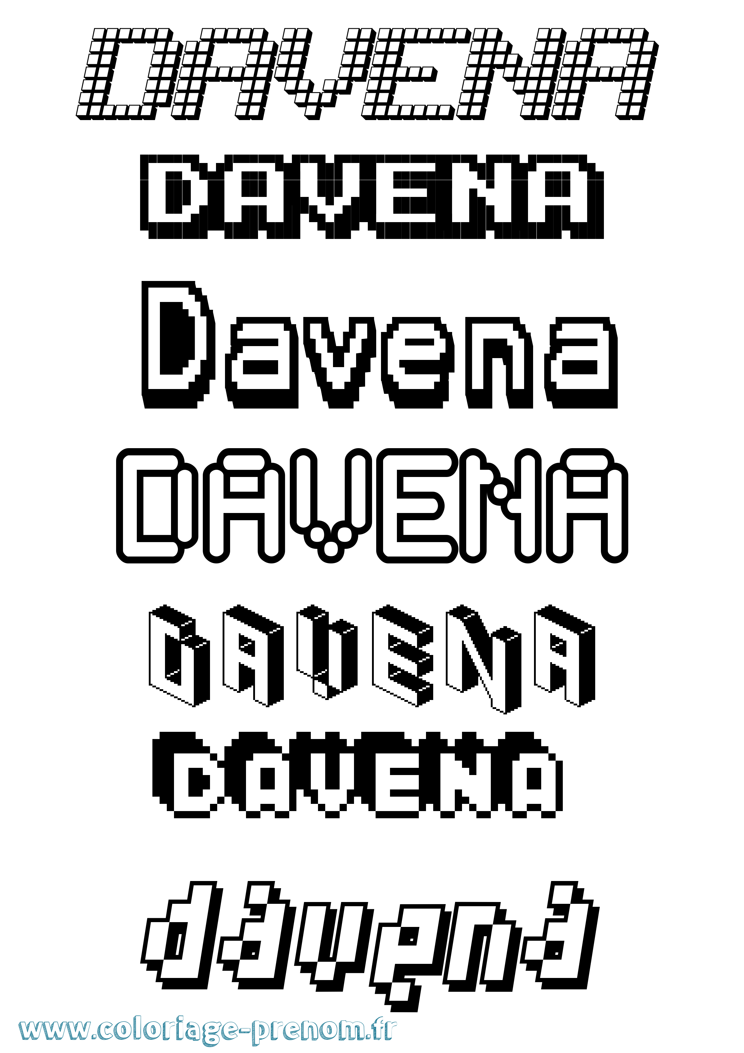 Coloriage Davena Pixel Coloriage prénom Davena Pixel