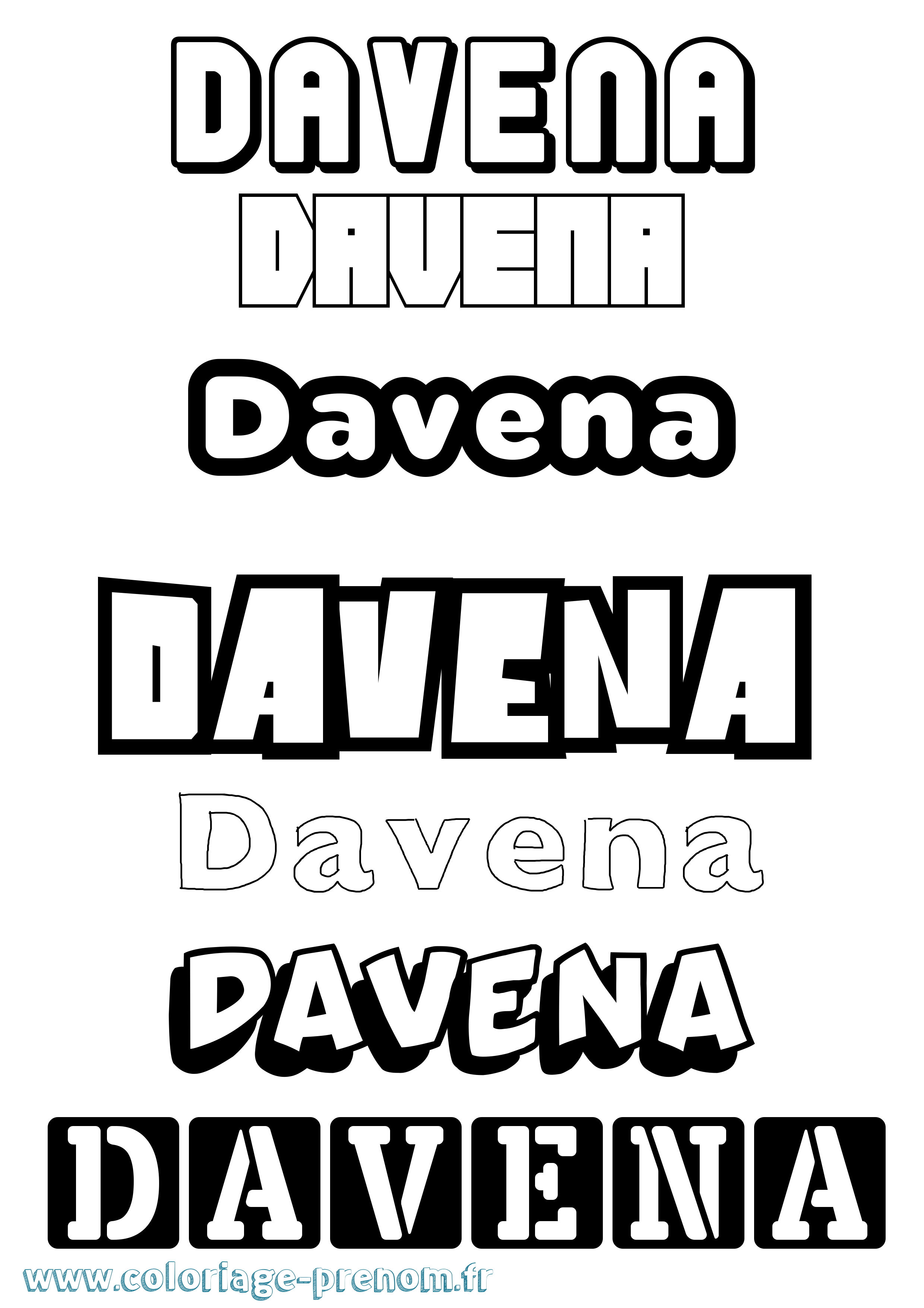 Coloriage Davena Simple Coloriage prénom Davena Simple