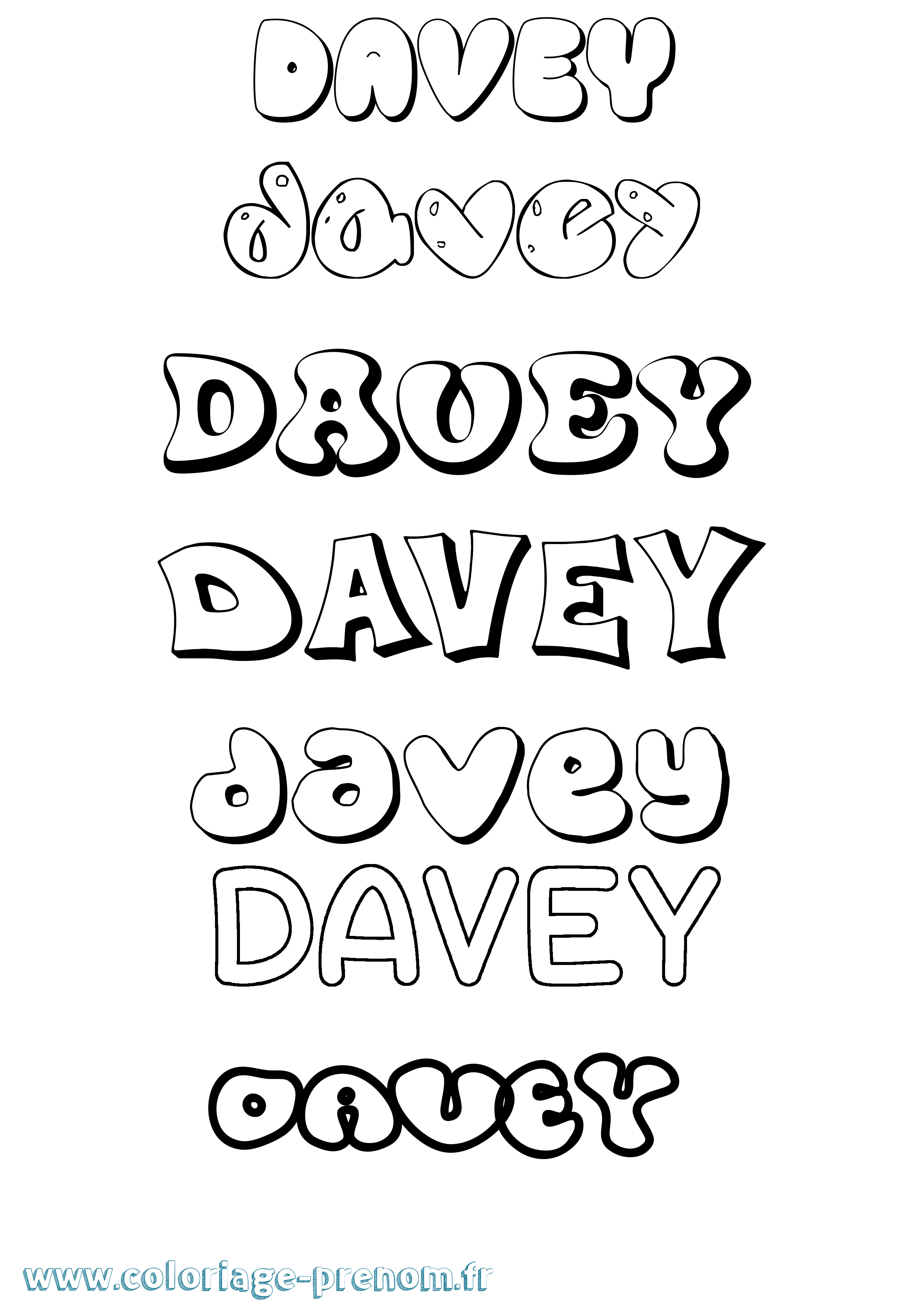 Coloriage Davey Bubble Coloriage prénom Davey Bubble