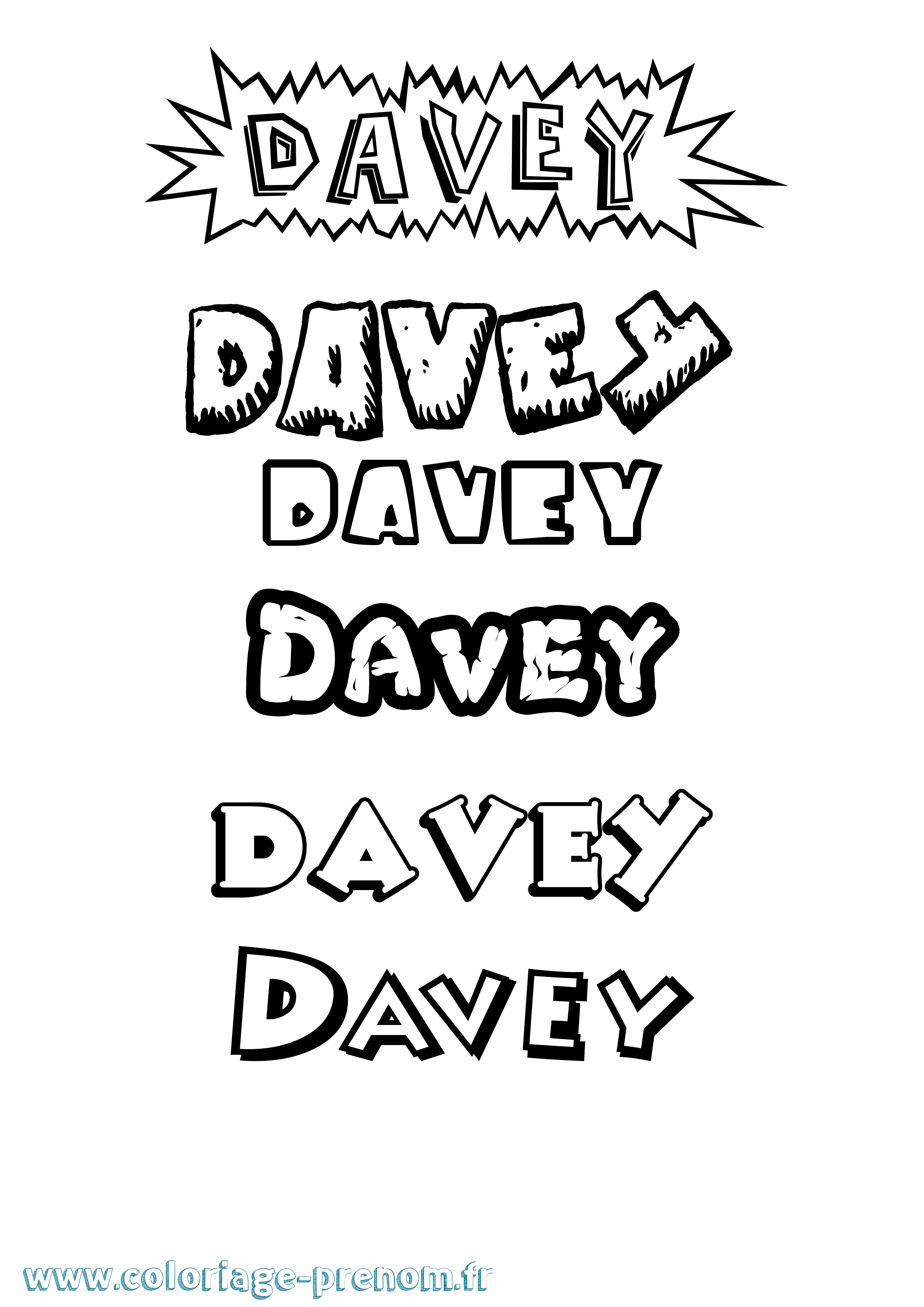 Coloriage Davey Dessin Animé Coloriage prénom Davey Dessin Animé