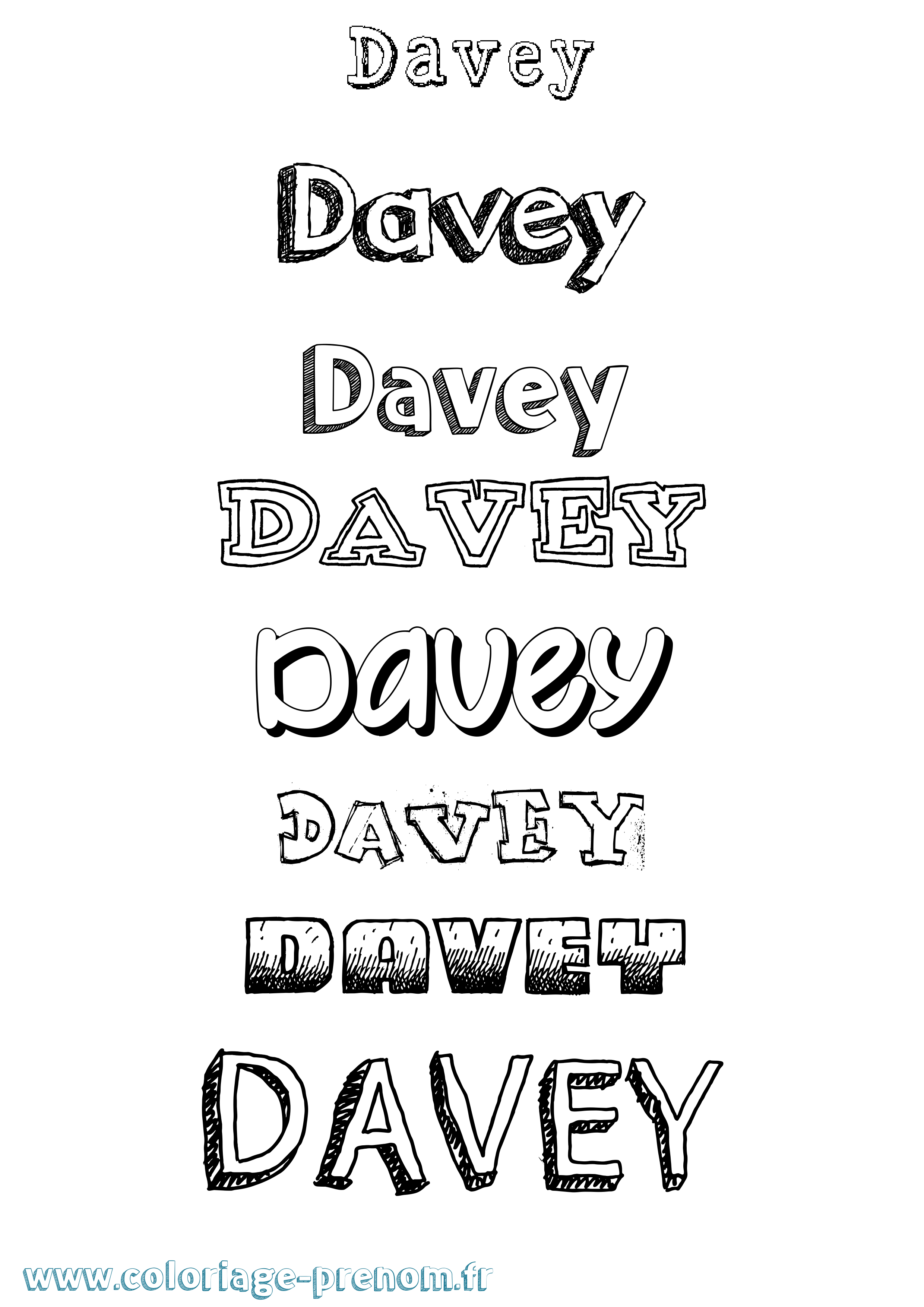 Coloriage Davey Dessiné Coloriage prénom Davey Dessiné
