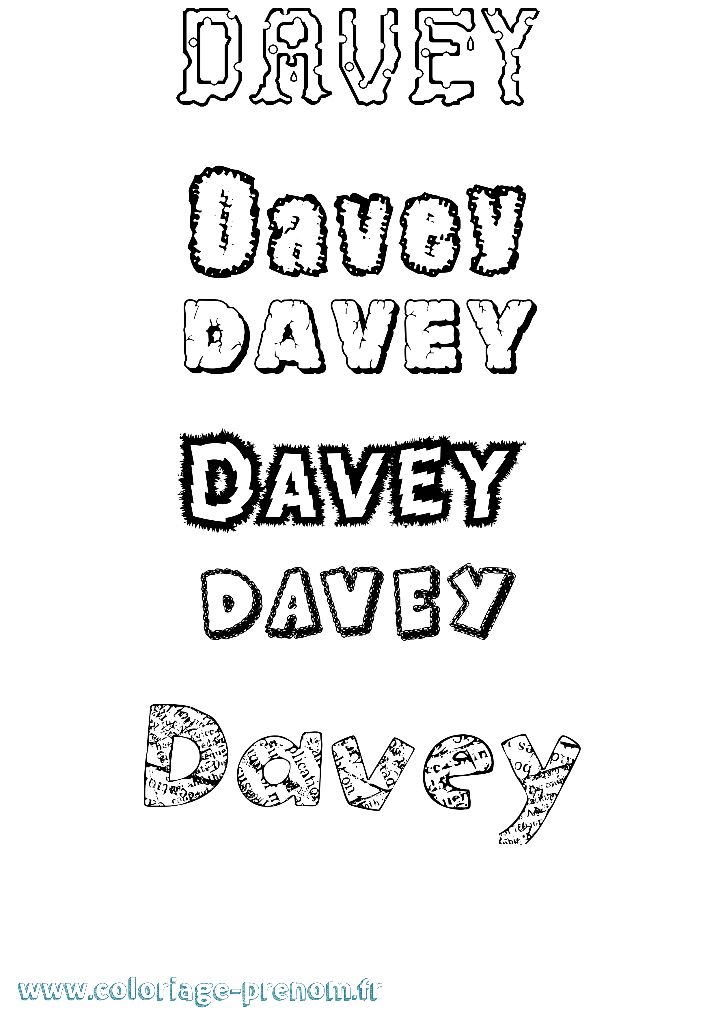 Coloriage Davey Destructuré Coloriage prénom Davey Destructuré