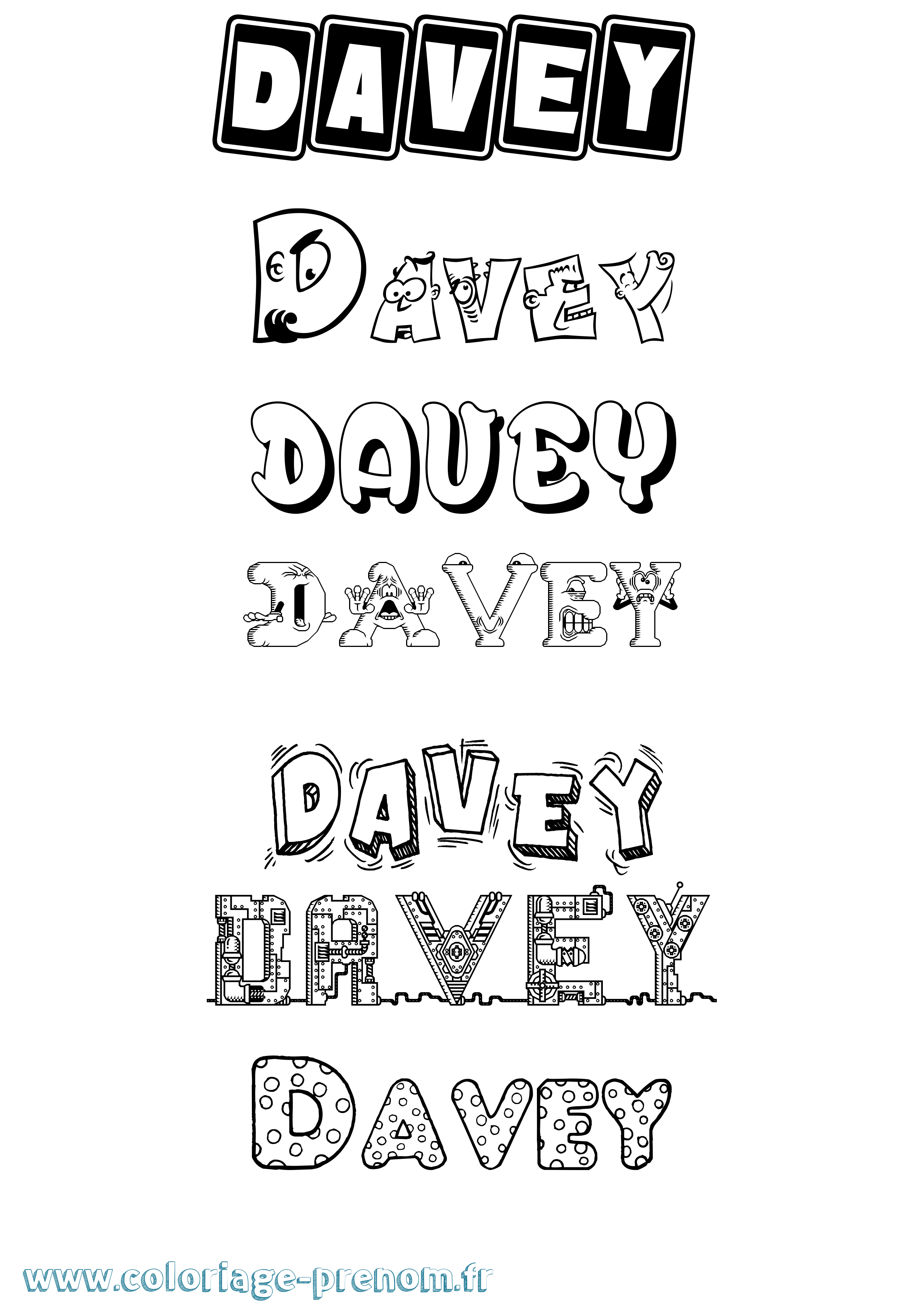 Coloriage Davey Fun Coloriage prénom Davey Fun
