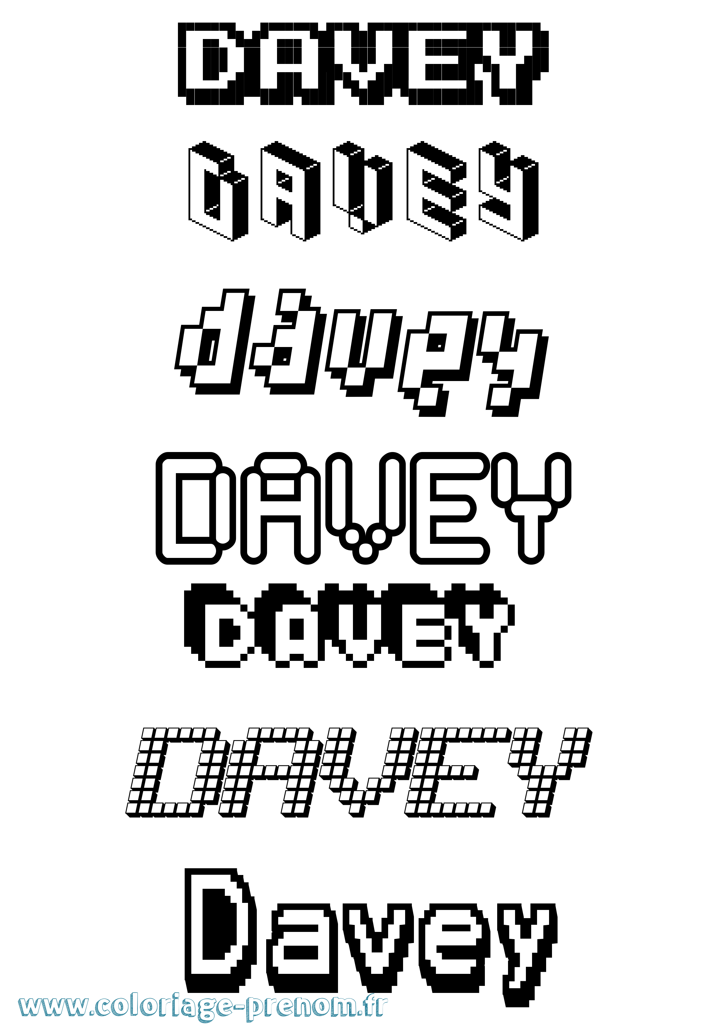 Coloriage Davey Pixel Coloriage prénom Davey Pixel