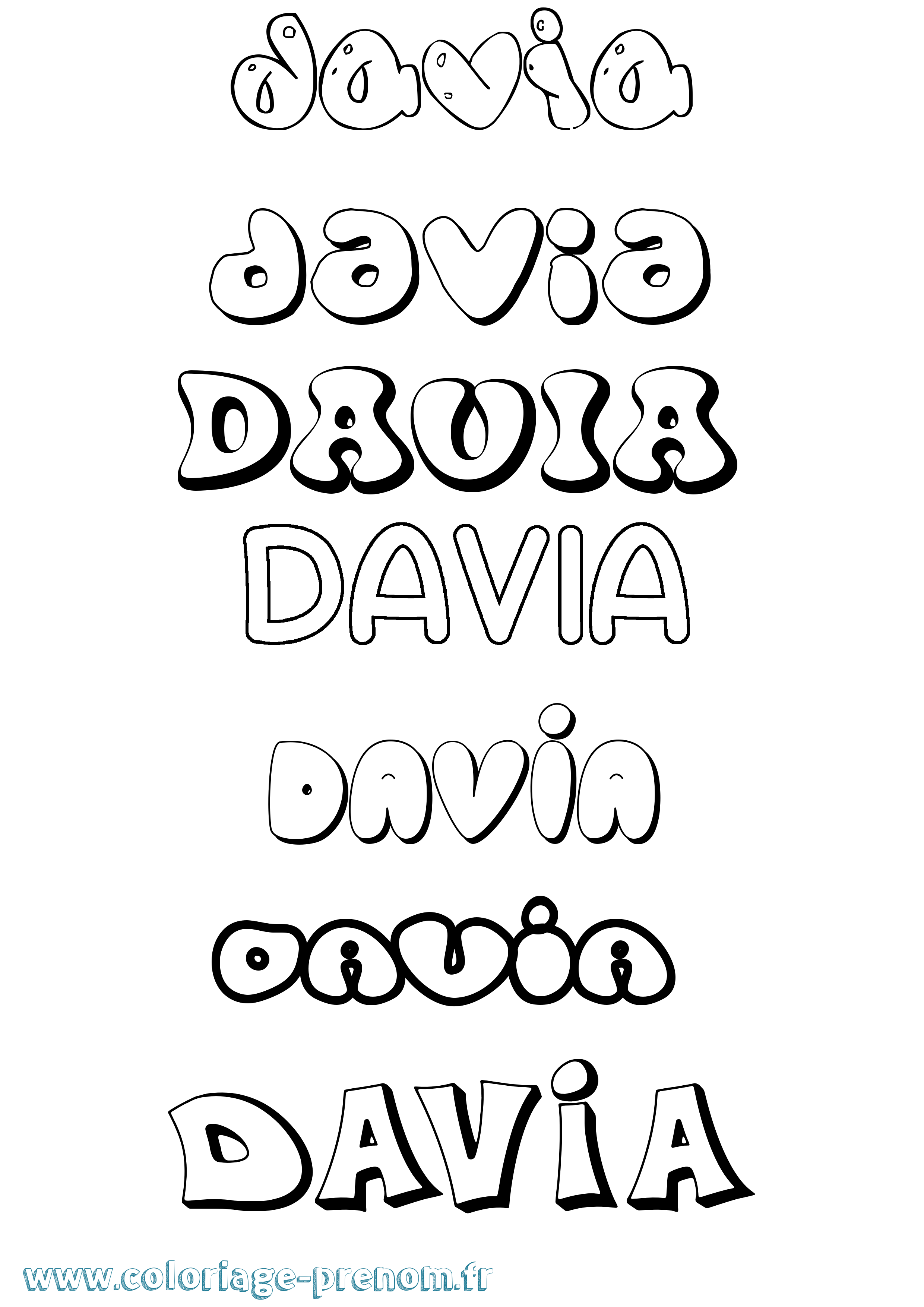 Coloriage Davia Bubble Coloriage prénom Davia Bubble