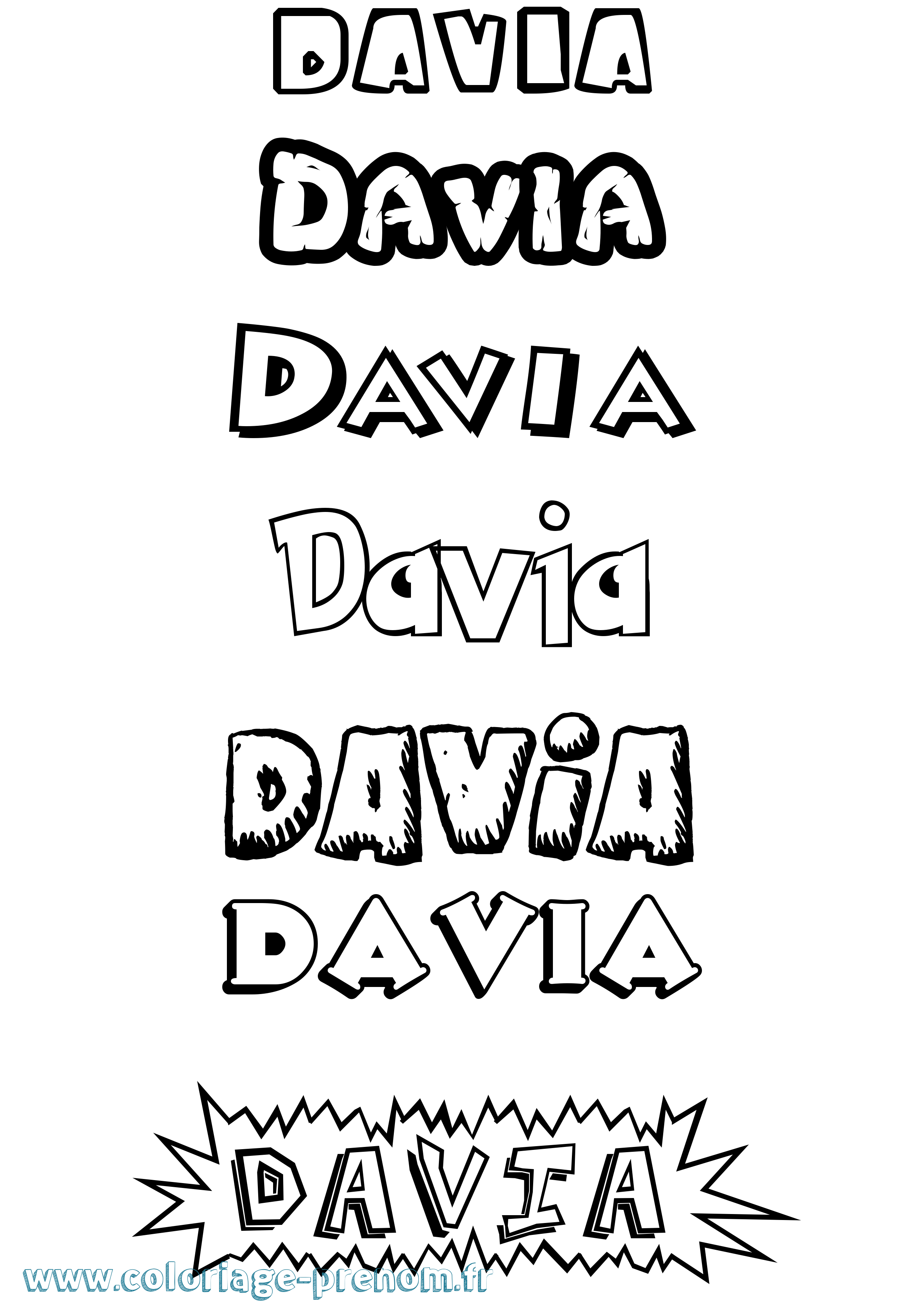 Coloriage Davia Dessin Animé Coloriage prénom Davia Dessin Animé