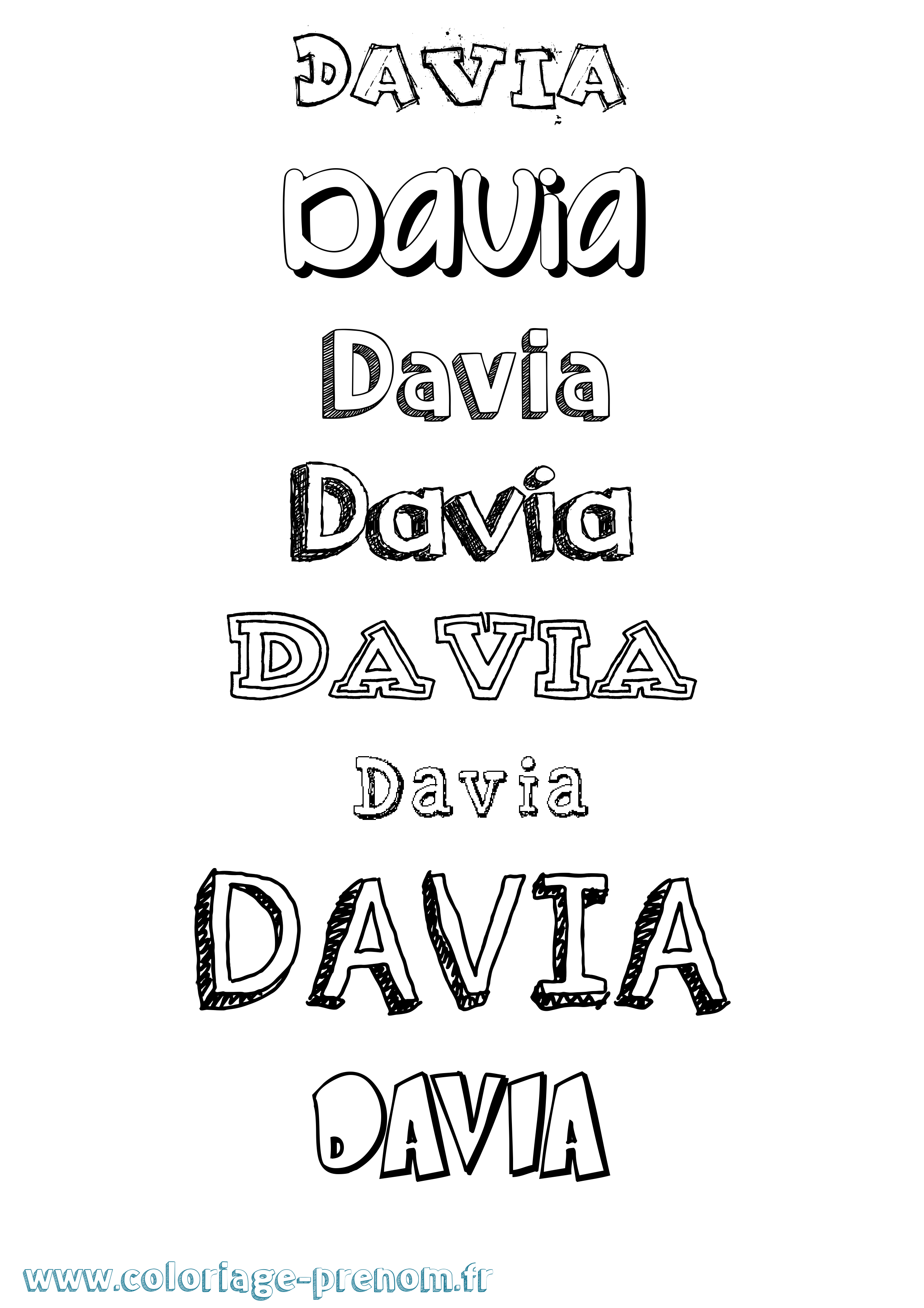 Coloriage Davia Dessiné Coloriage prénom Davia Dessiné