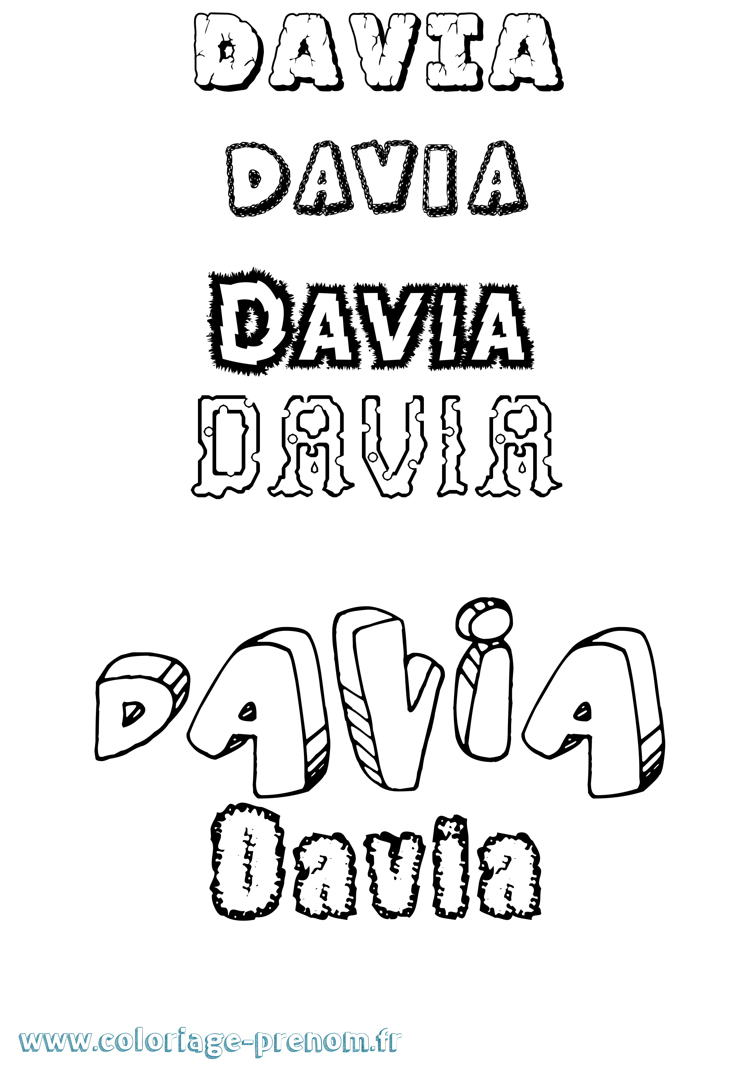 Coloriage Davia Destructuré Coloriage prénom Davia Destructuré