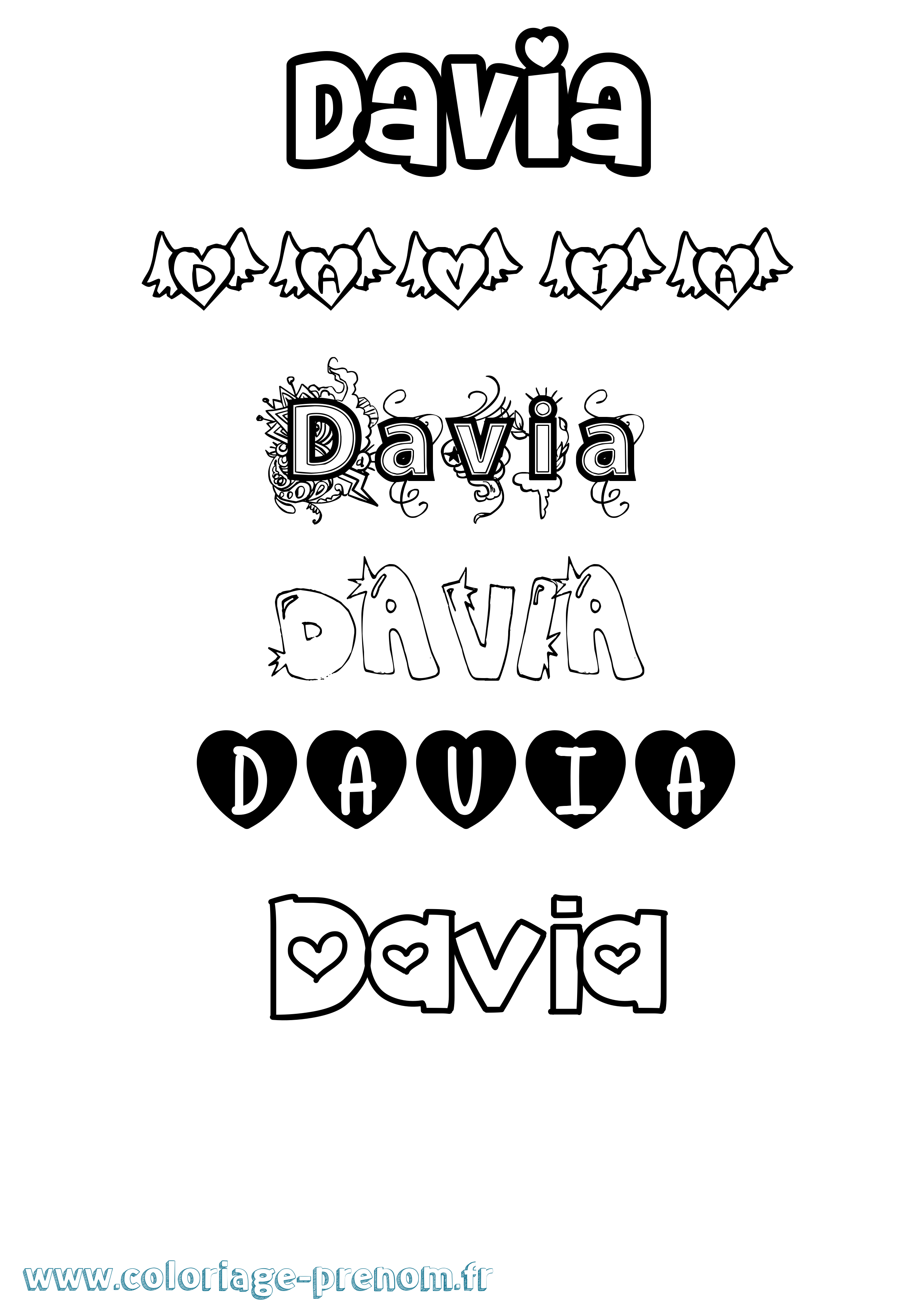 Coloriage Davia Girly Coloriage prénom Davia Girly
