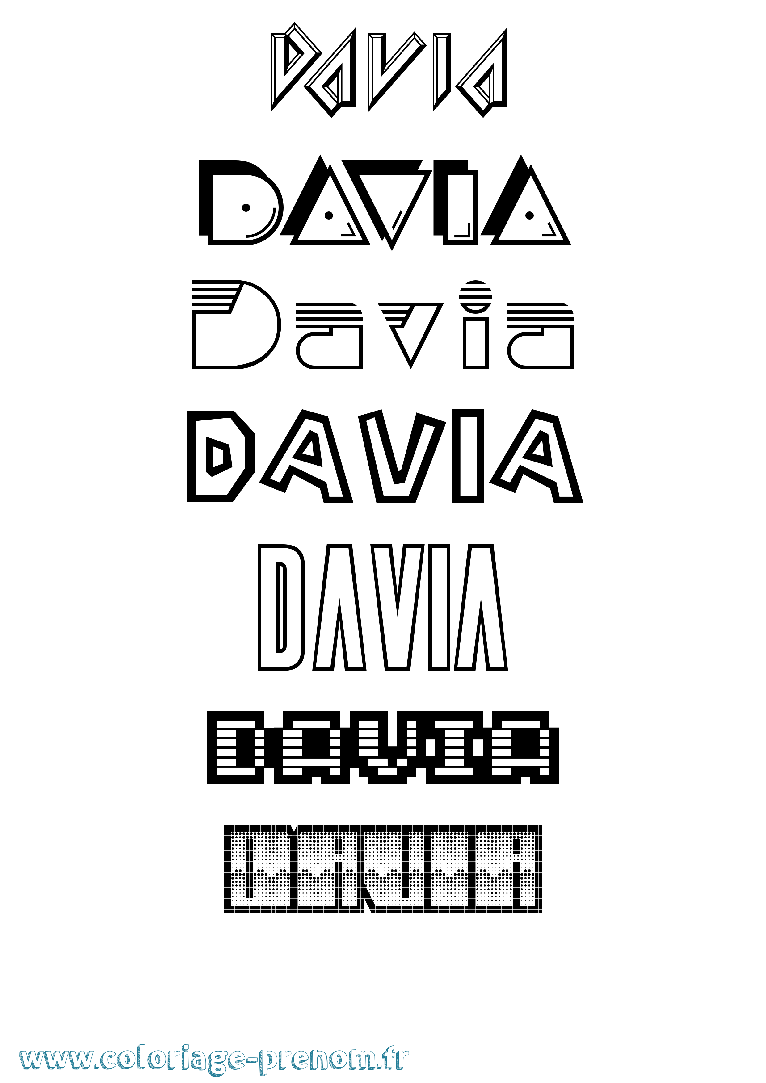 Coloriage Davia Jeux Vidéos Coloriage prénom Davia Jeux Vidéos