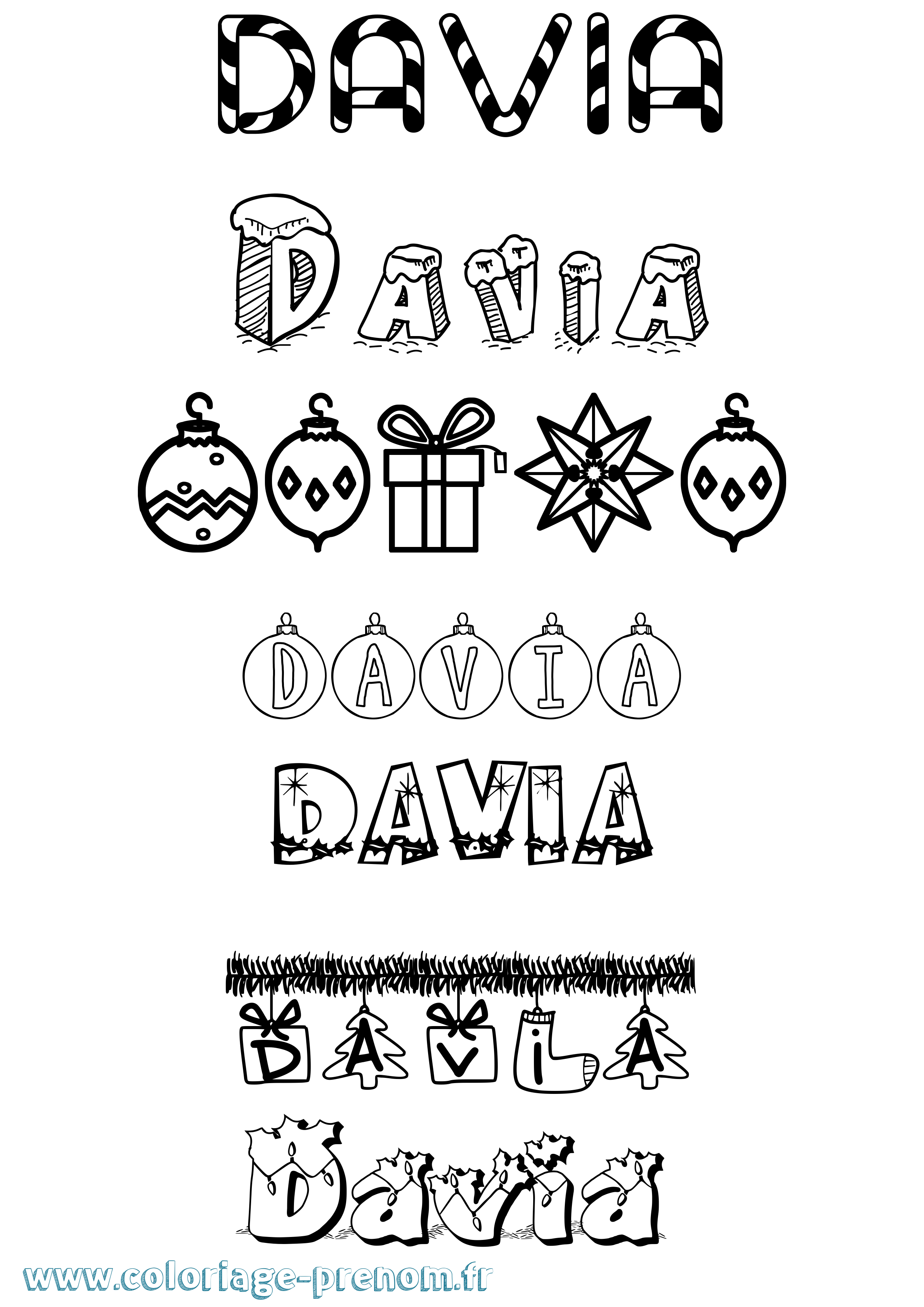 Coloriage Davia Noël Coloriage prénom Davia Noël