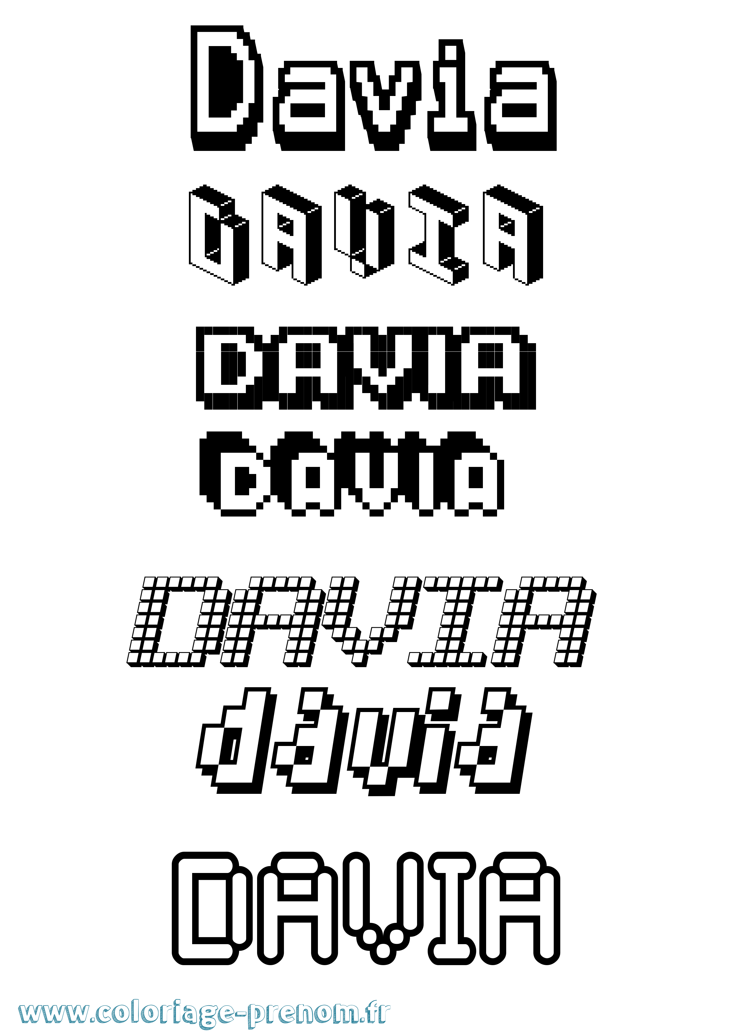 Coloriage Davia Pixel Coloriage prénom Davia Pixel