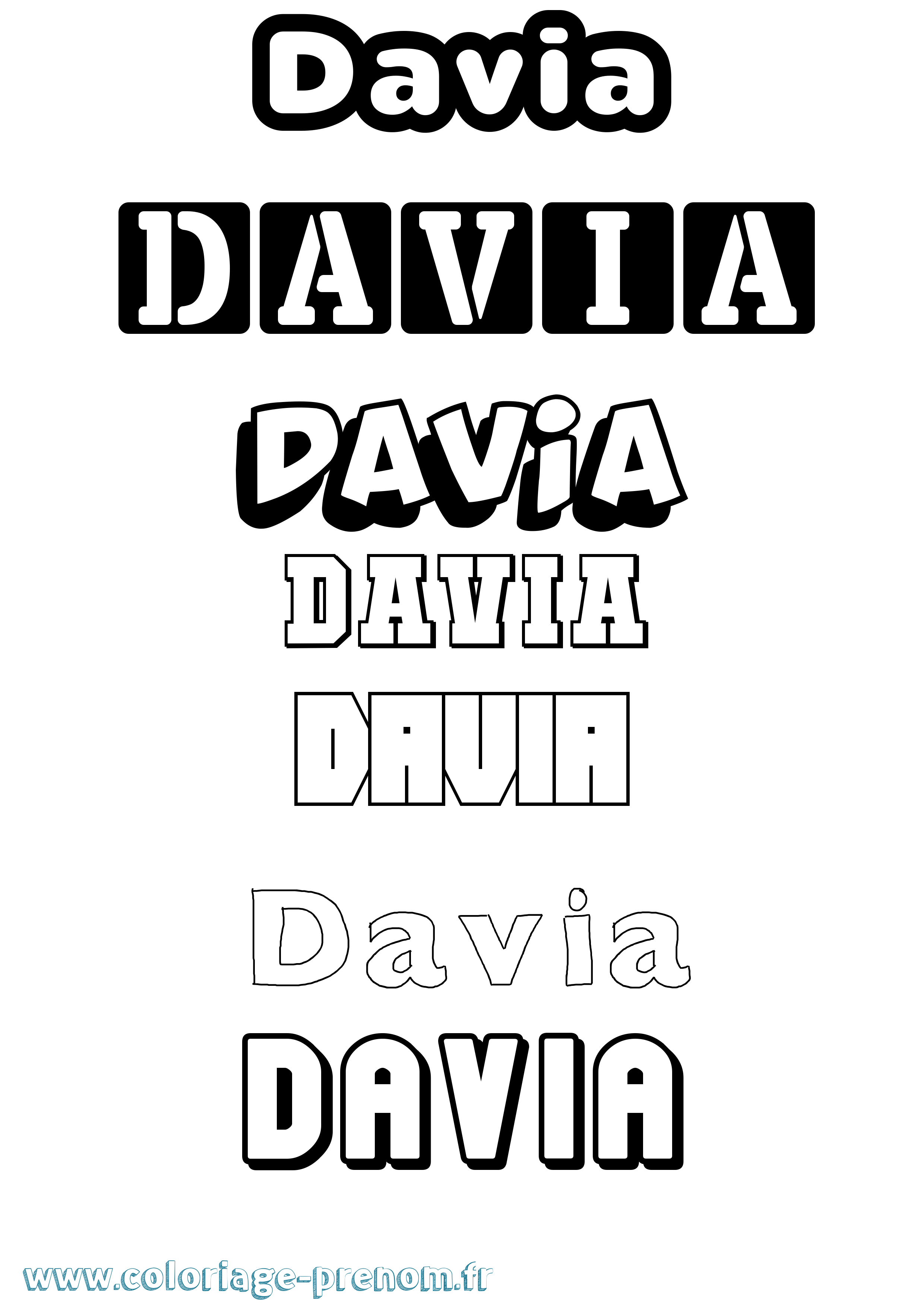 Coloriage Davia Simple Coloriage prénom Davia Simple