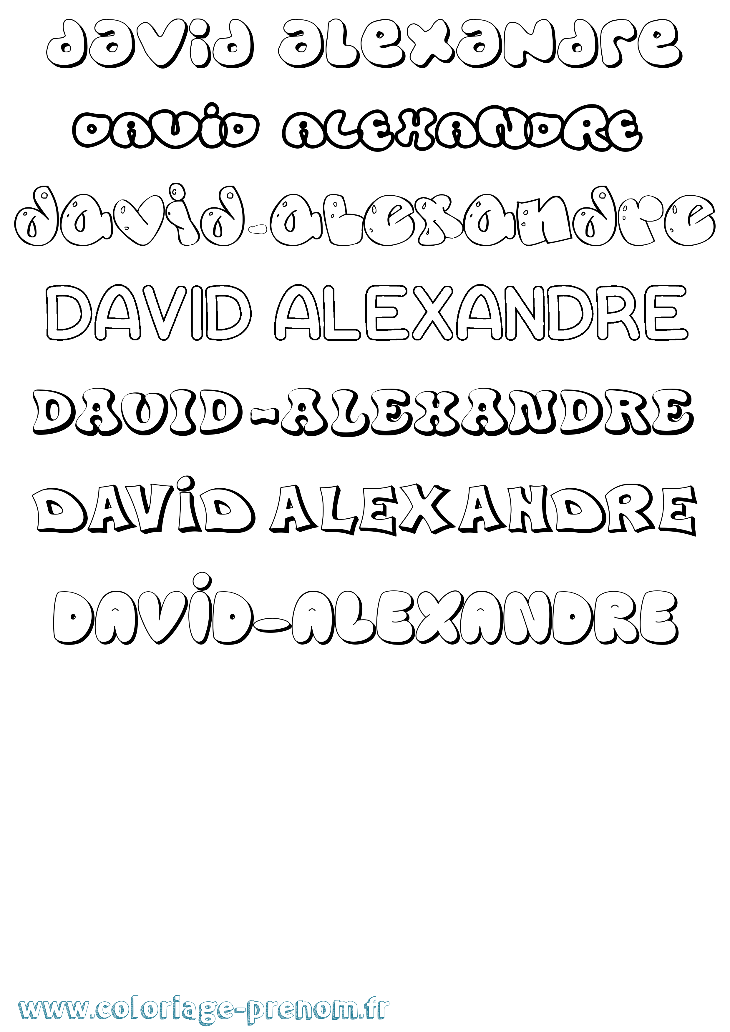 Coloriage David-Alexandre Bubble Coloriage prénom David-Alexandre Bubble