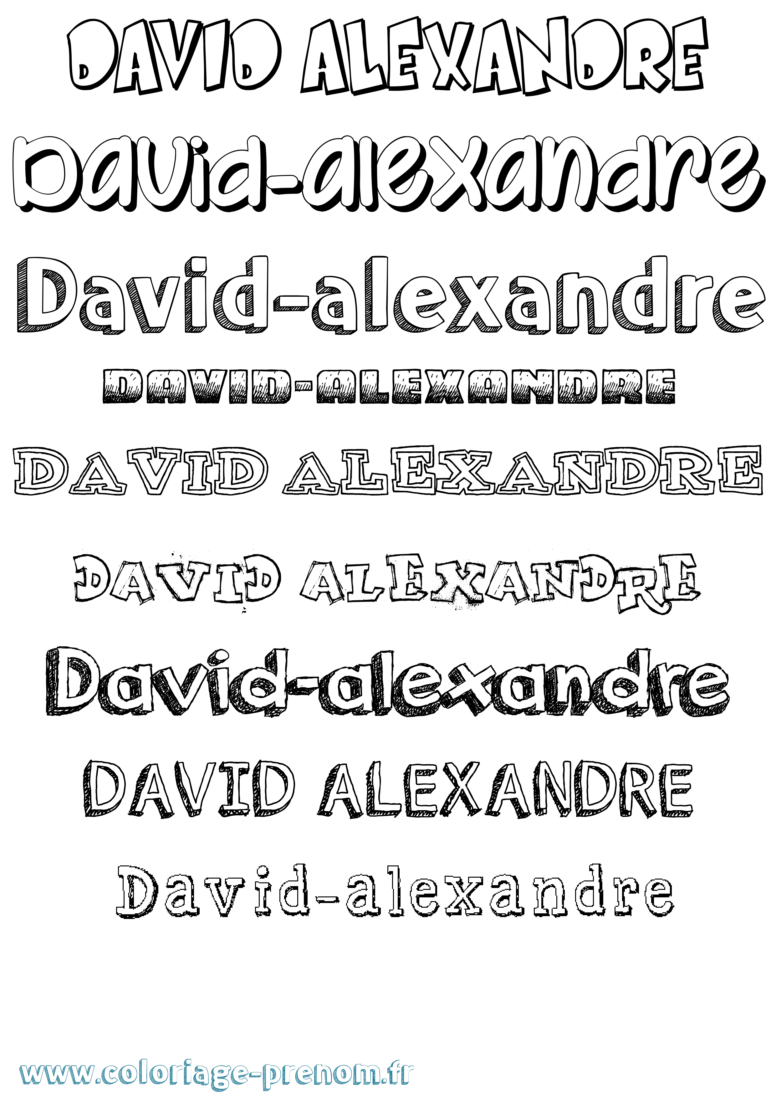 Coloriage David-Alexandre Dessiné Coloriage prénom David-Alexandre Dessiné