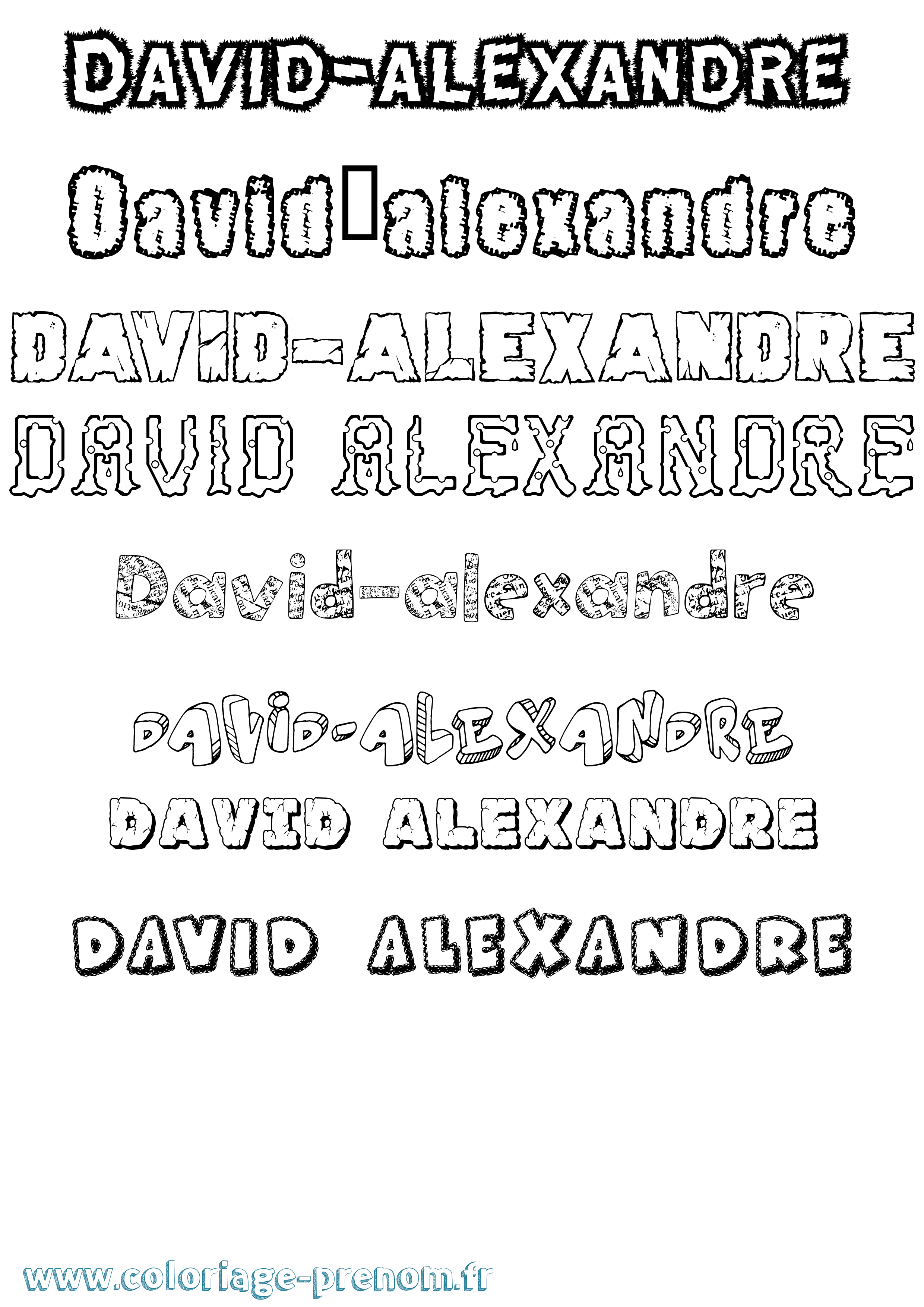 Coloriage David-Alexandre Destructuré Coloriage prénom David-Alexandre Destructuré