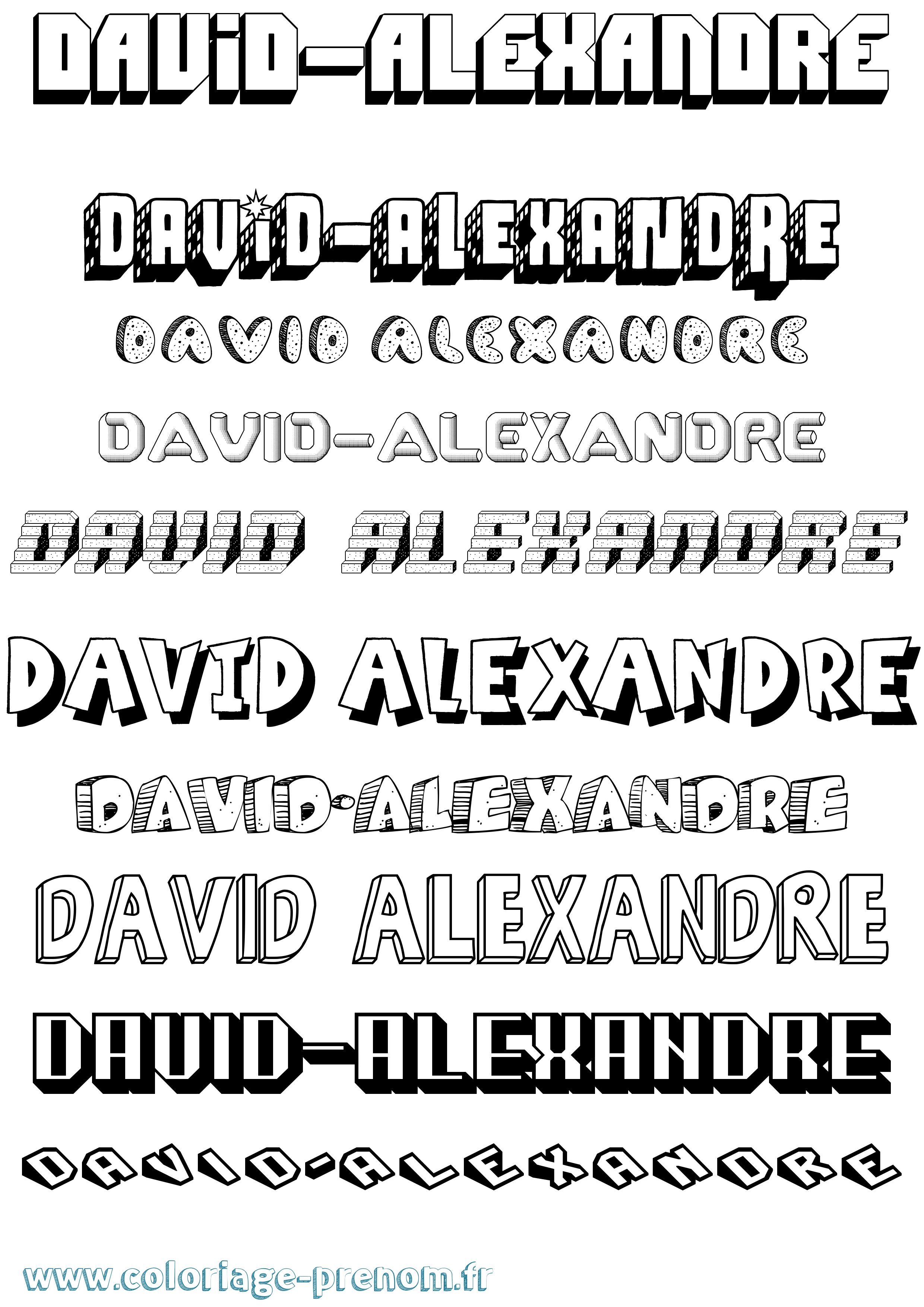 Coloriage David-Alexandre Effet 3D Coloriage prénom David-Alexandre Effet 3D