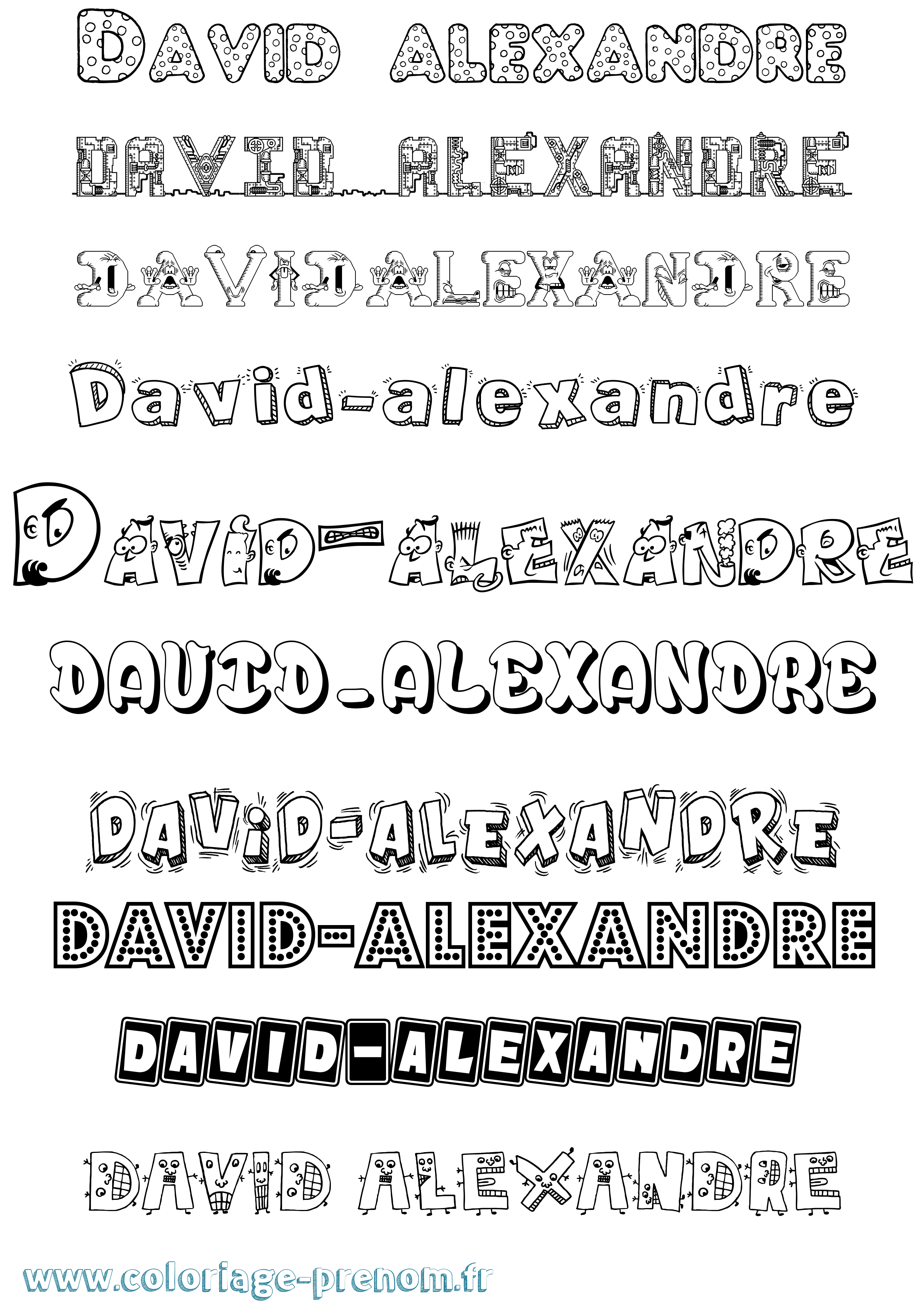 Coloriage David-Alexandre Fun Coloriage prénom David-Alexandre Fun
