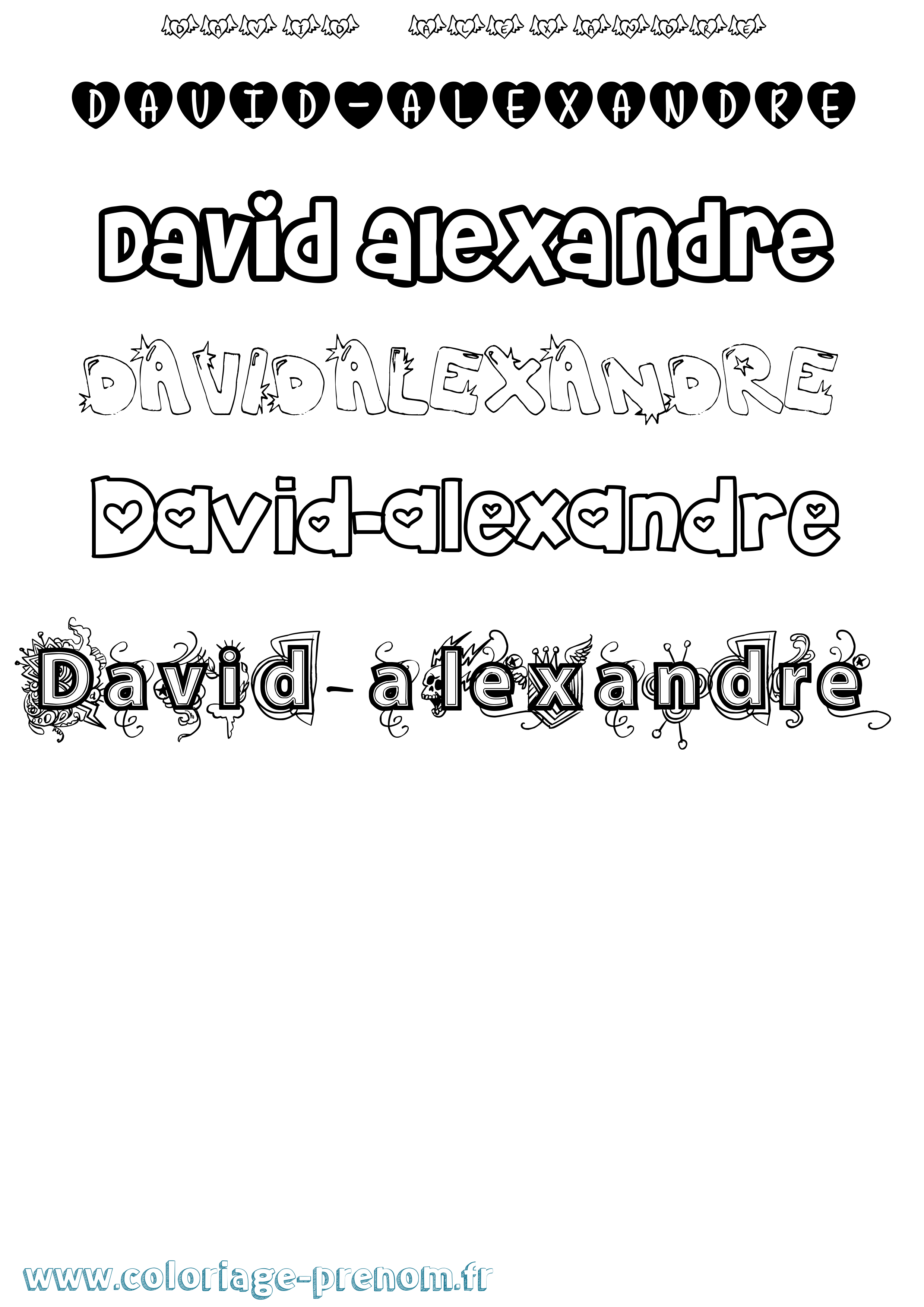 Coloriage David-Alexandre Girly Coloriage prénom David-Alexandre Girly