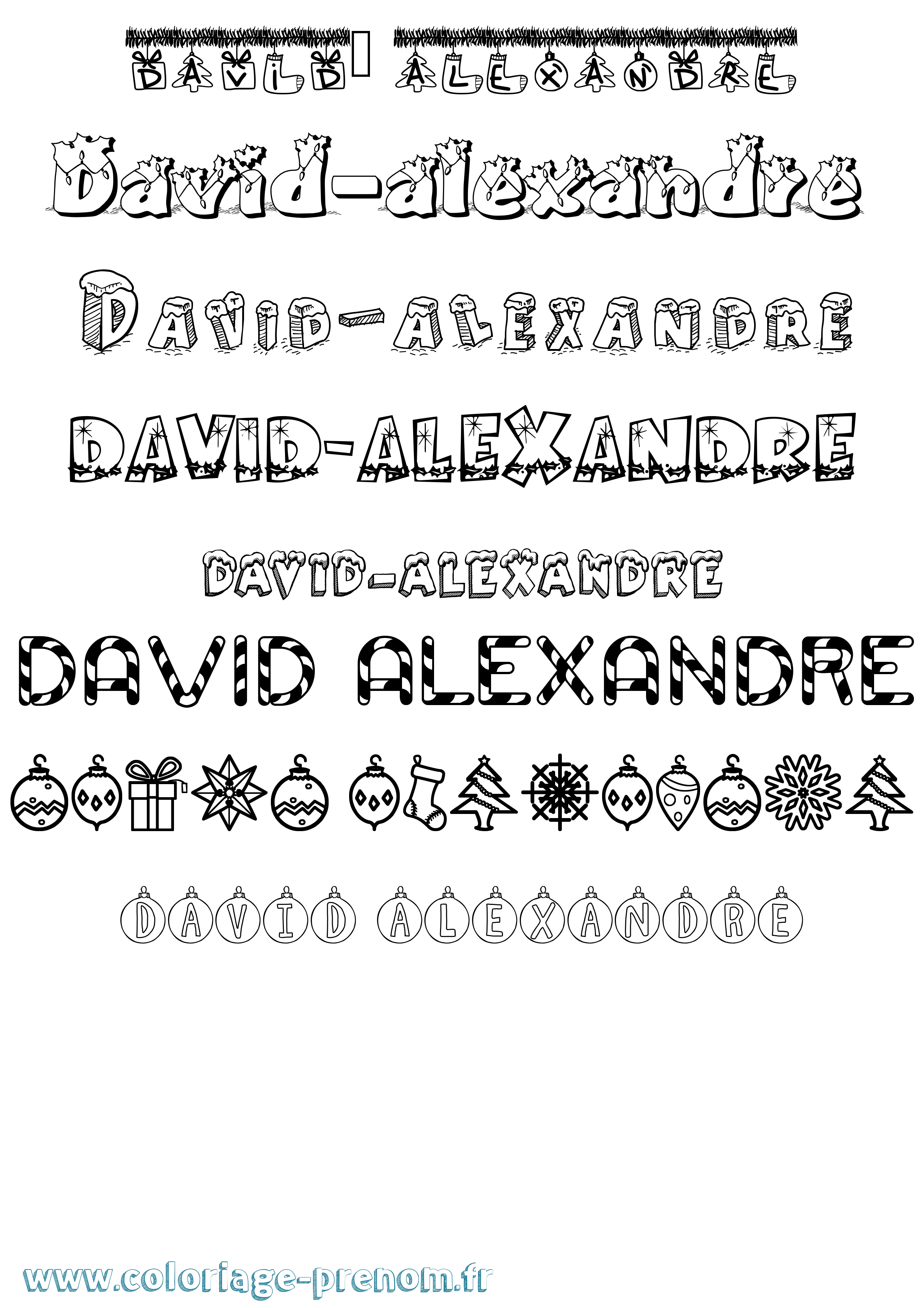 Coloriage David-Alexandre Noël Coloriage prénom David-Alexandre Noël