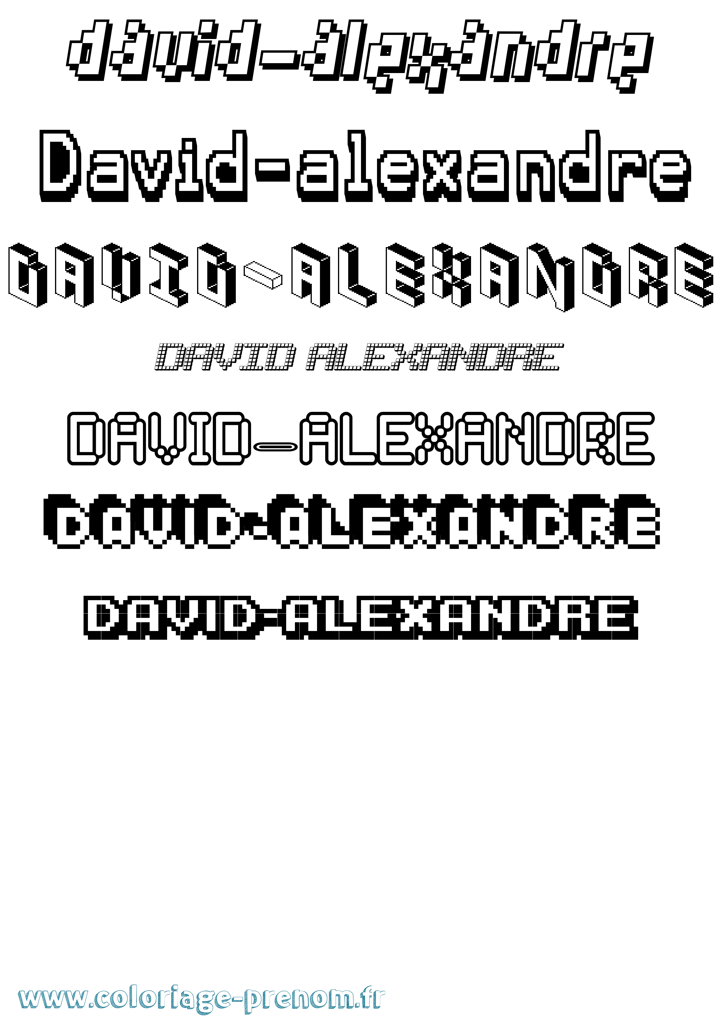 Coloriage David-Alexandre Pixel Coloriage prénom David-Alexandre Pixel