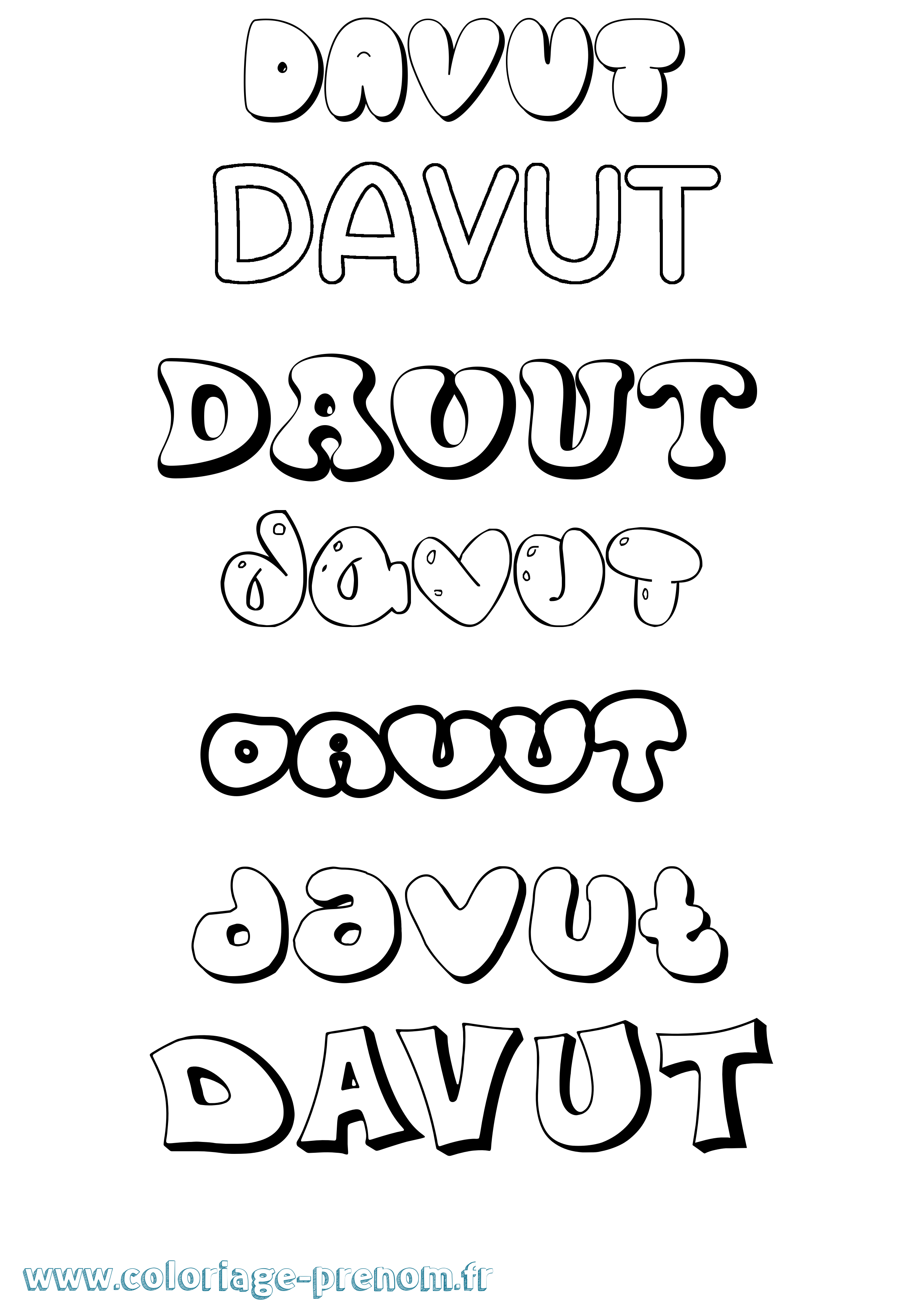 Coloriage Davut Bubble Coloriage prénom Davut Bubble