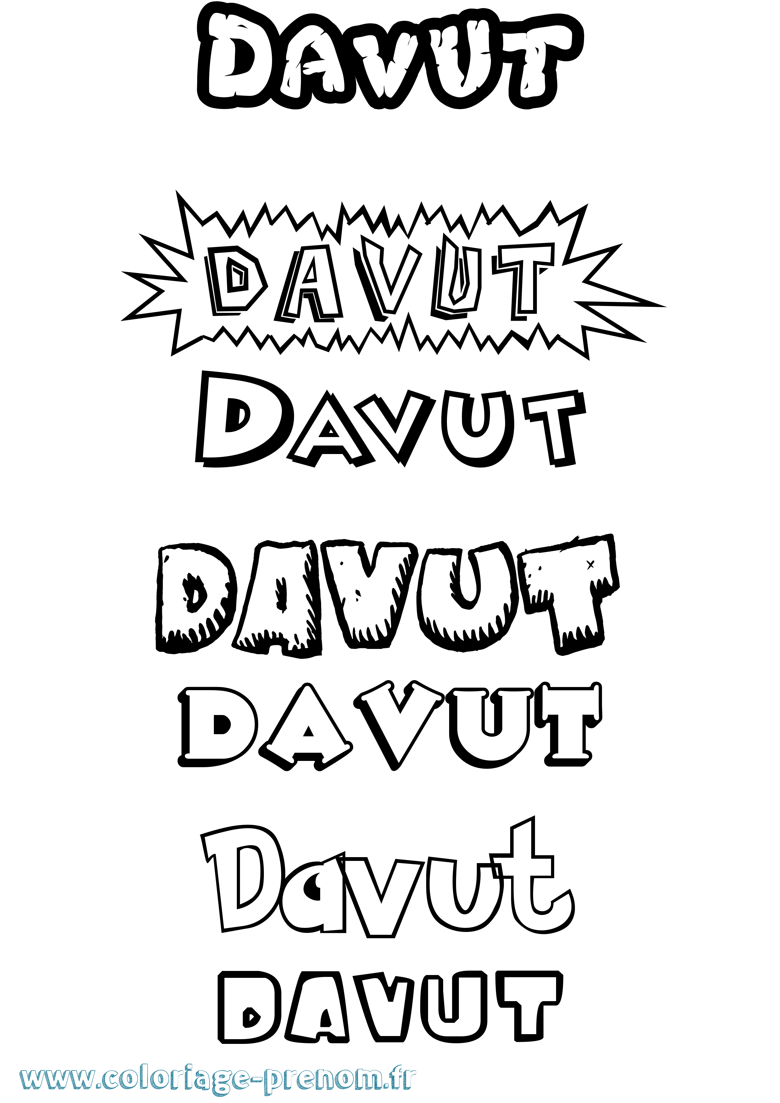 Coloriage Davut Dessin Animé Coloriage prénom Davut Dessin Animé